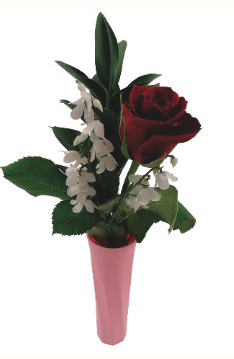 FLEURS 3 brins de muguet + 1 rose 1 pot