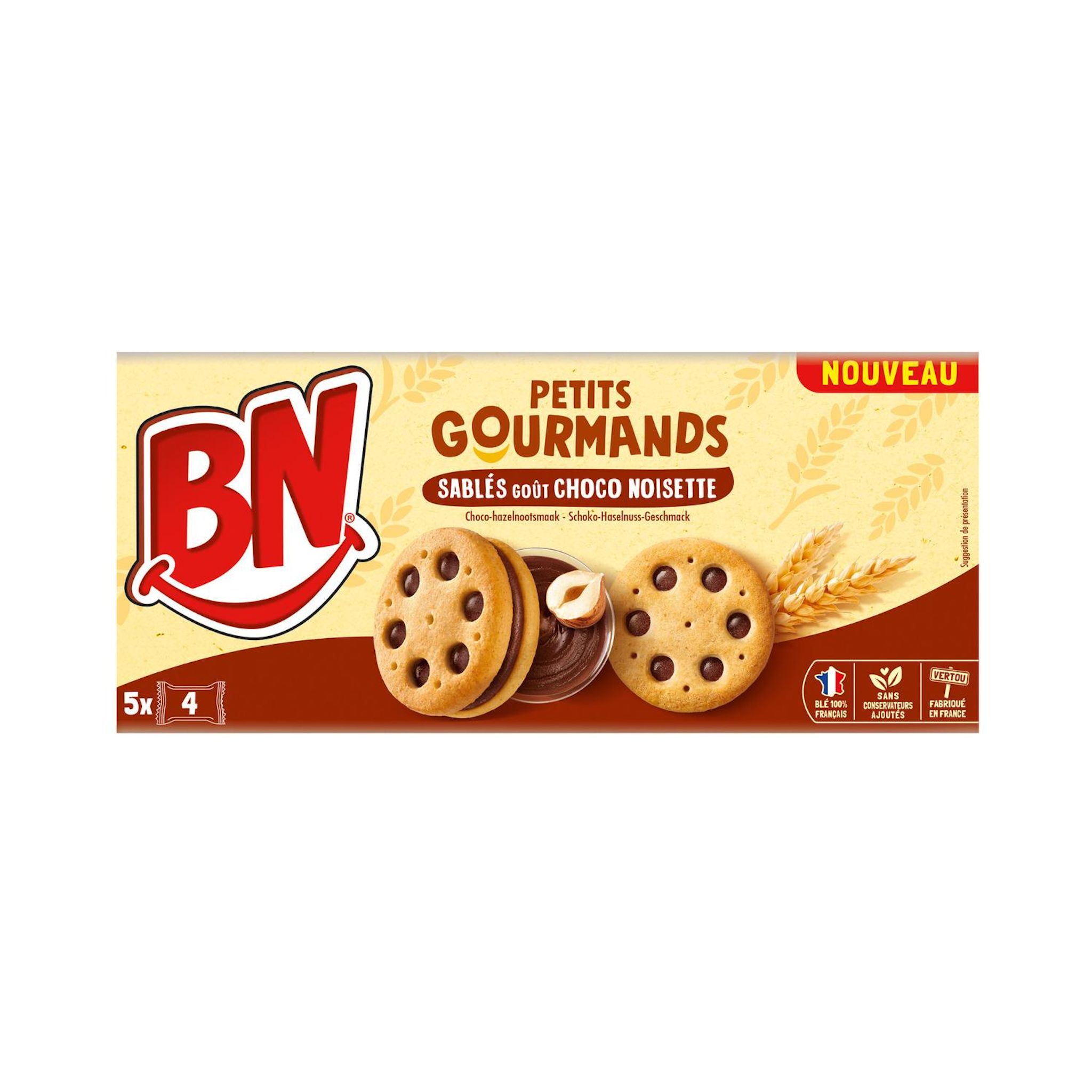 BN Biscuits Petits gourmands fourrés chocolat noisettes 5x4 biscuits 180g