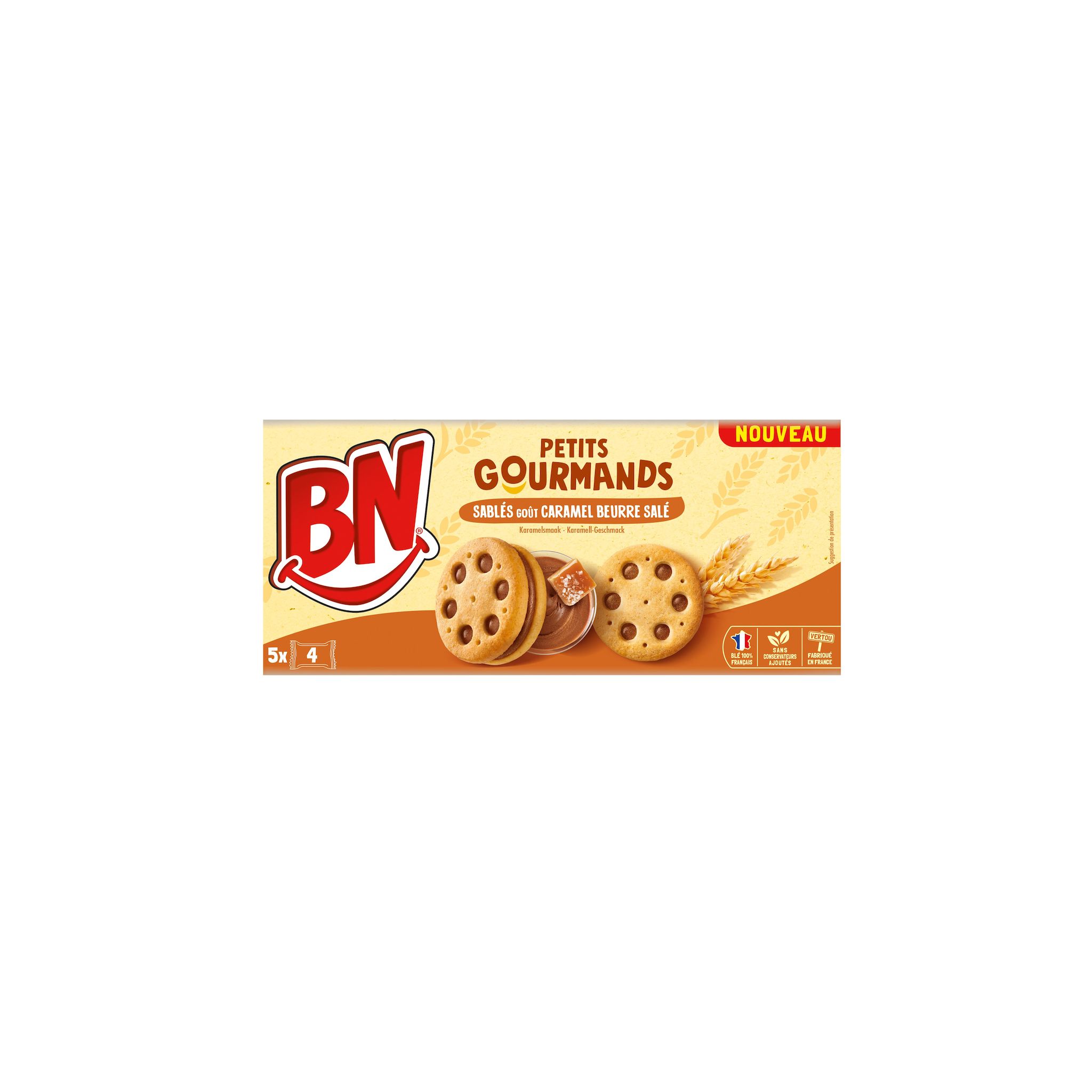 BN Biscuits Petits gourmands au caramel beurre salé 5x4 biscuits 180g