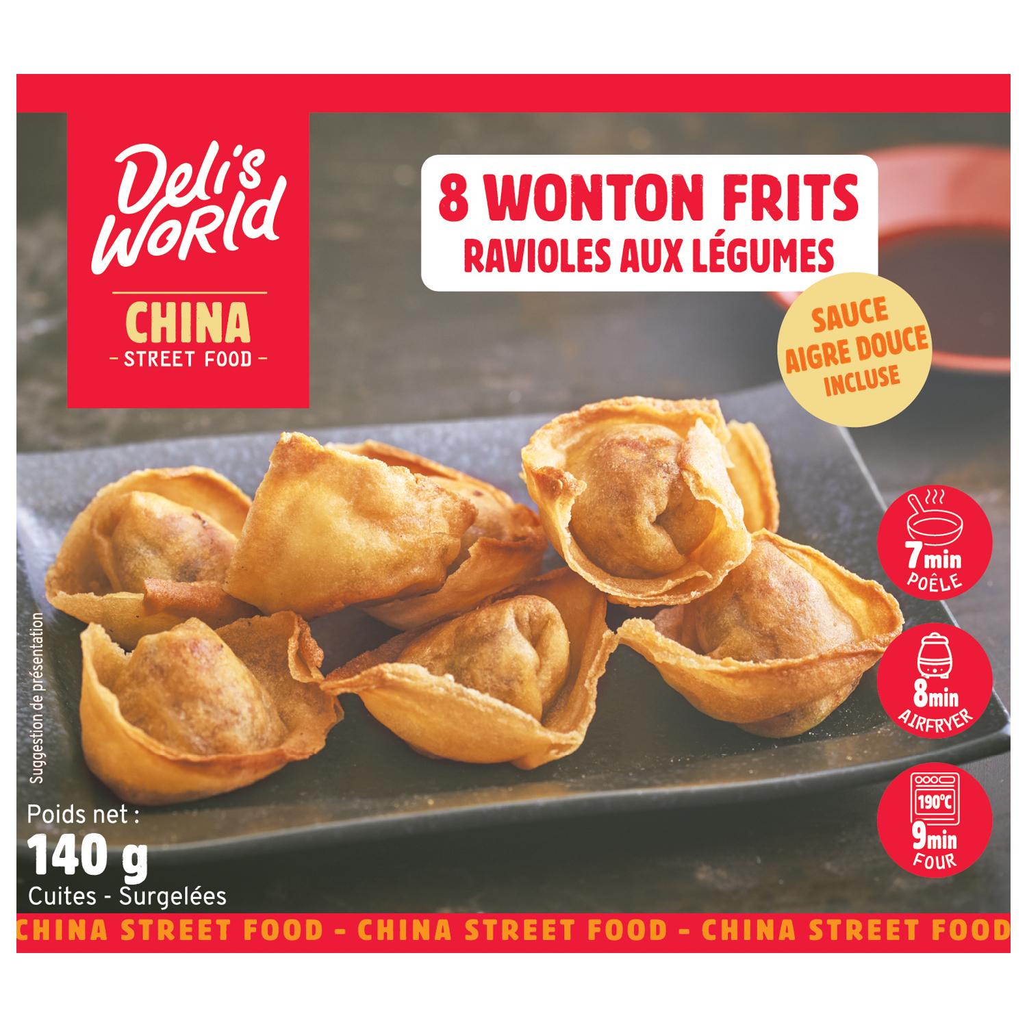 DELI'S WORLD Raviolis chinois frits aux légumes avec sauce aigre douce 140g
