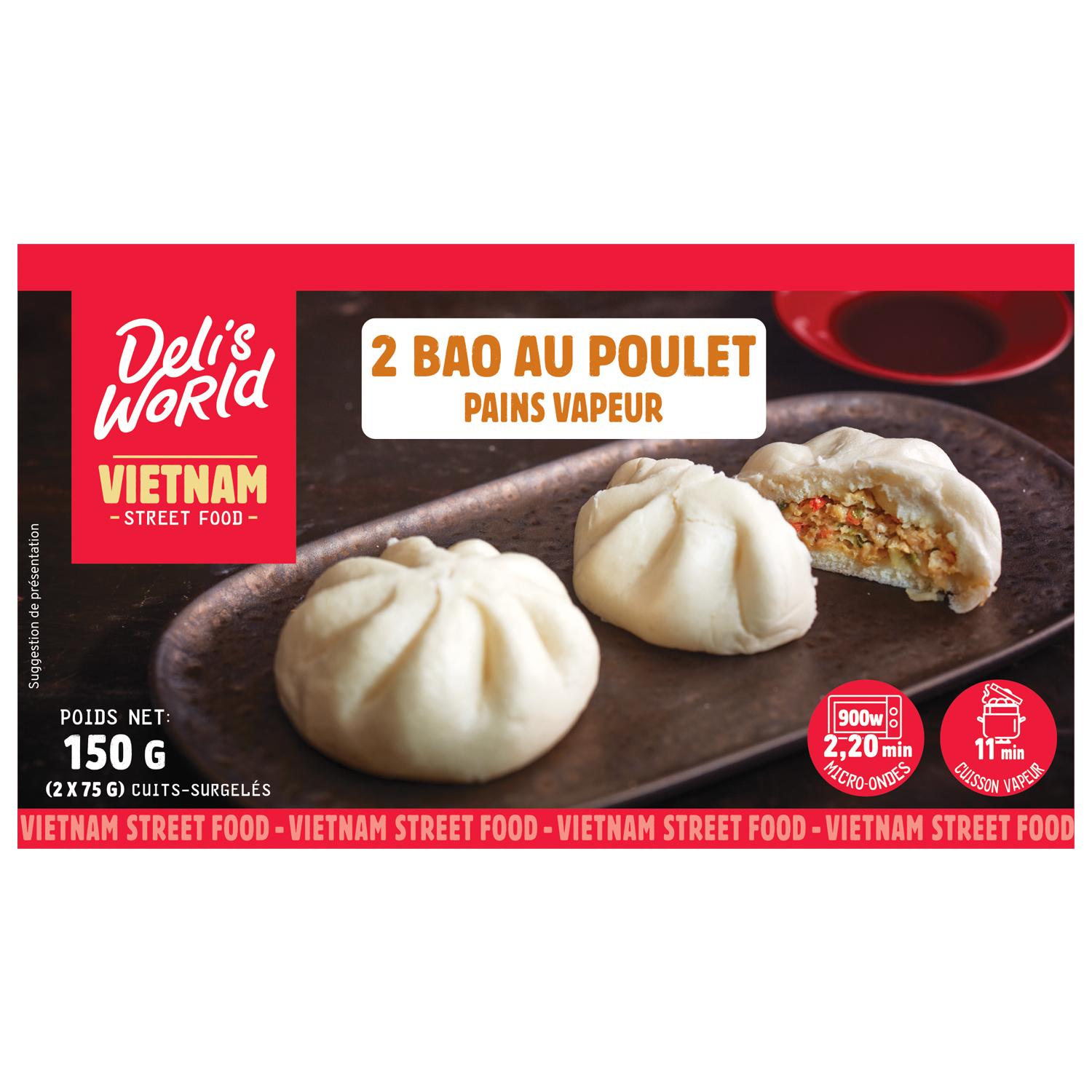 DELIS WORLD Bao petits pains farcis poulet légumes sauce soja 150g
