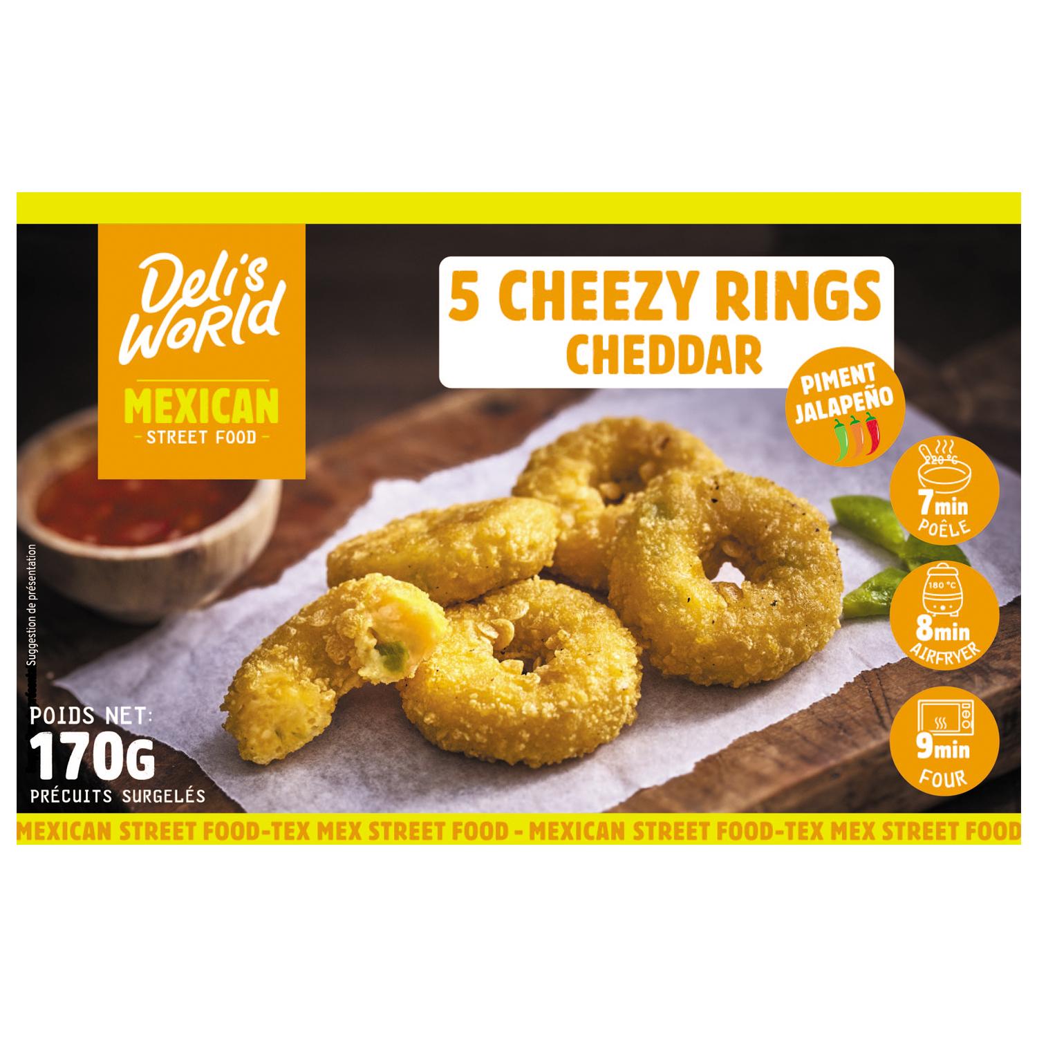 DELIS WORLD Anneaux de cheddar - biscuits soufflés au piment jalapeño 170g