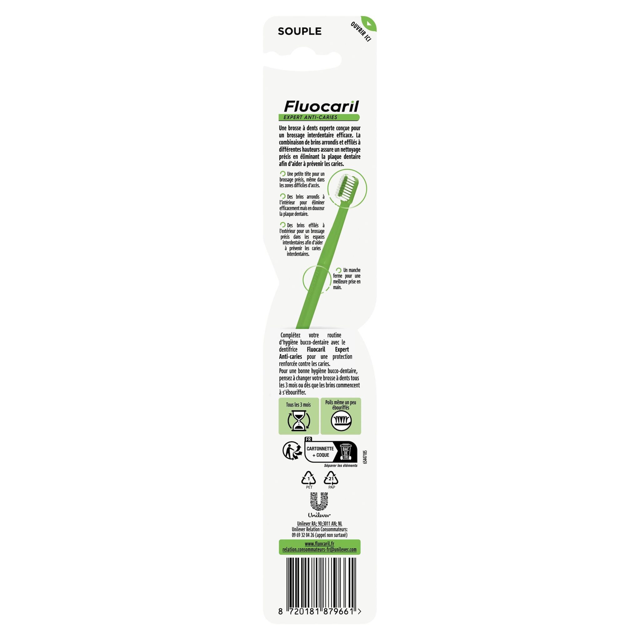 Voir la diapositive 3 : FLUOCARIL Expert Anti-Caries Brosse à dents souple 1 pièce