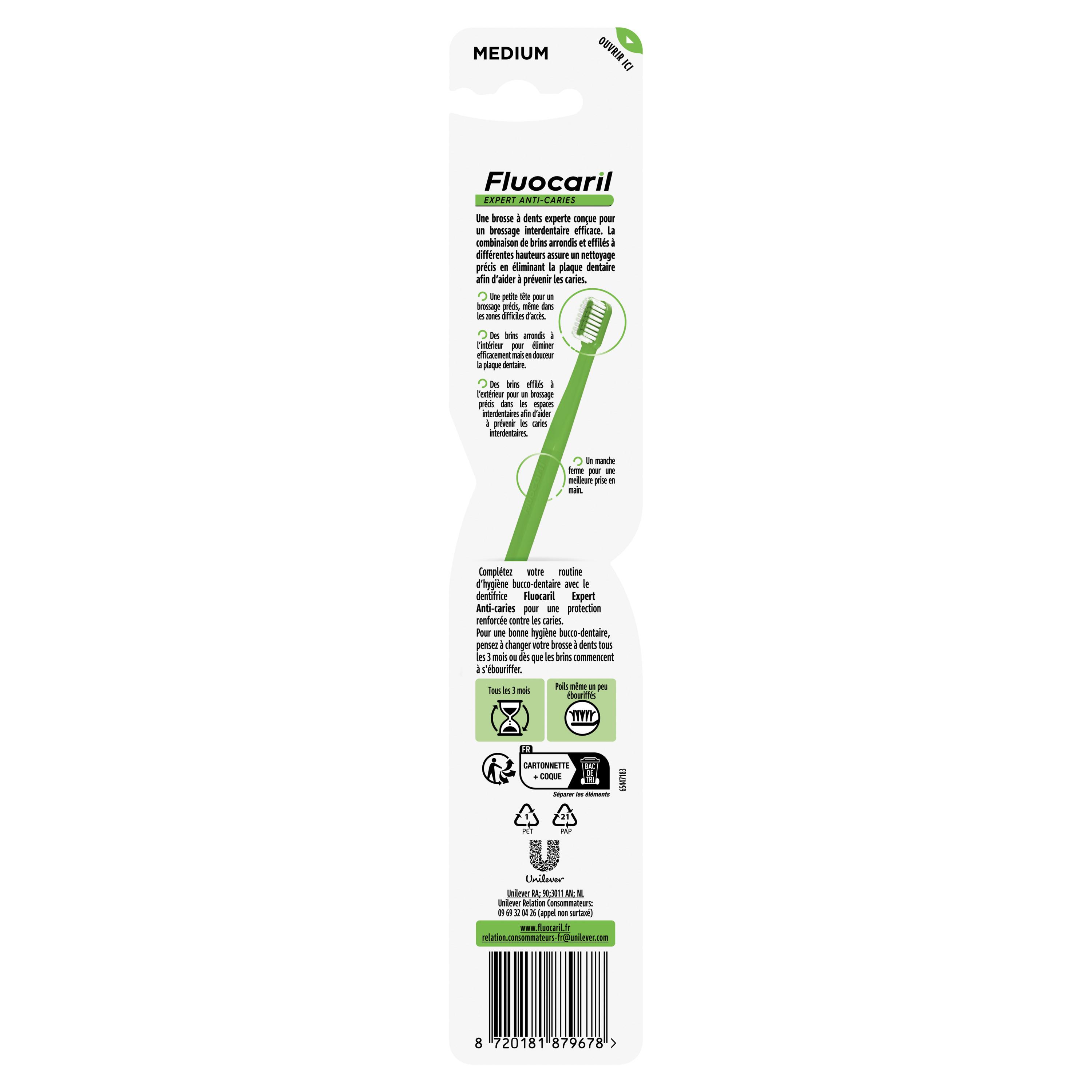 Voir la diapositive 3 : FLUOCARIL Expert Anti-Caries Brosse à dents médium 1 pièce