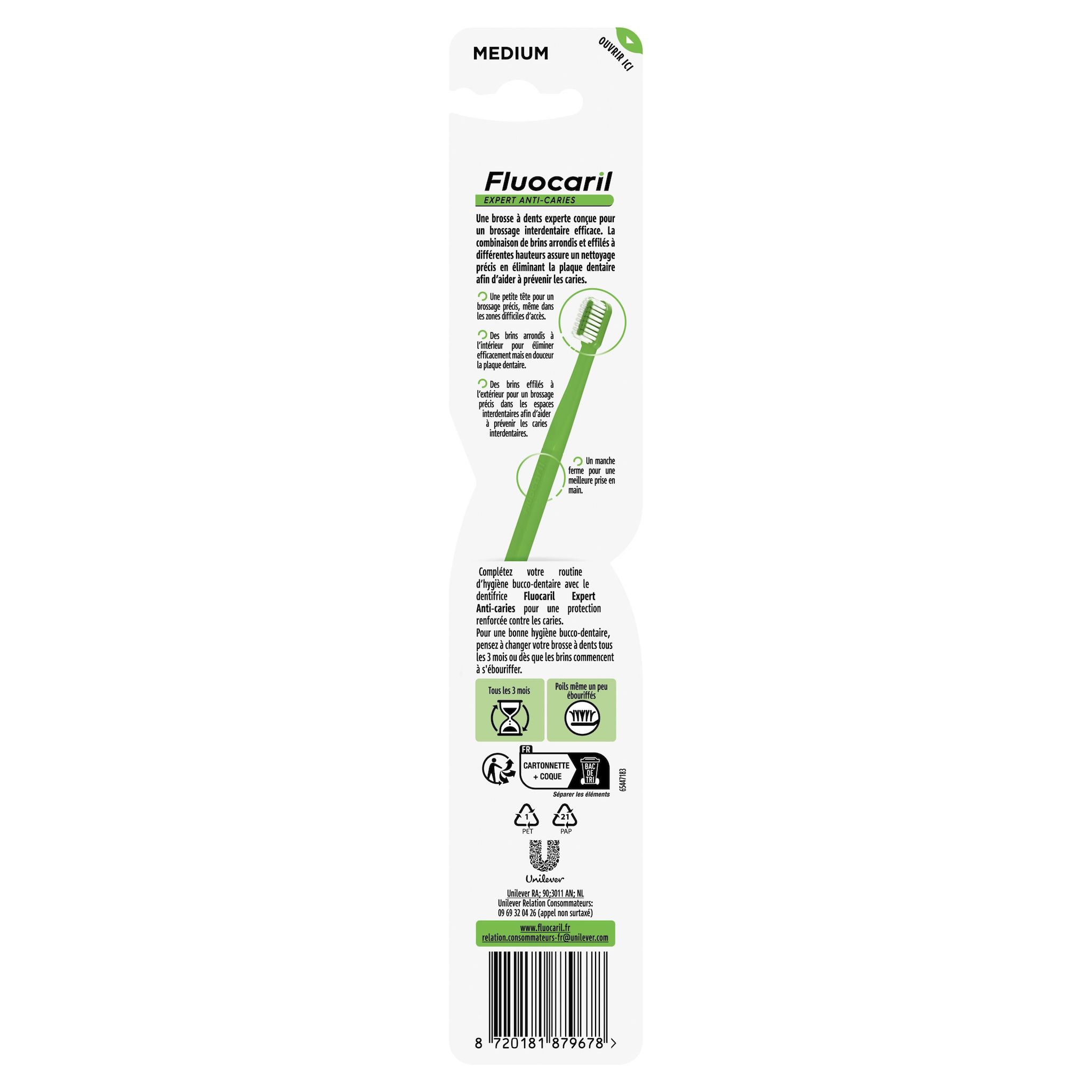 Voir la diapositive 3 : FLUOCARIL Expert Anti-Caries Brosse à dents médium 1 pièce