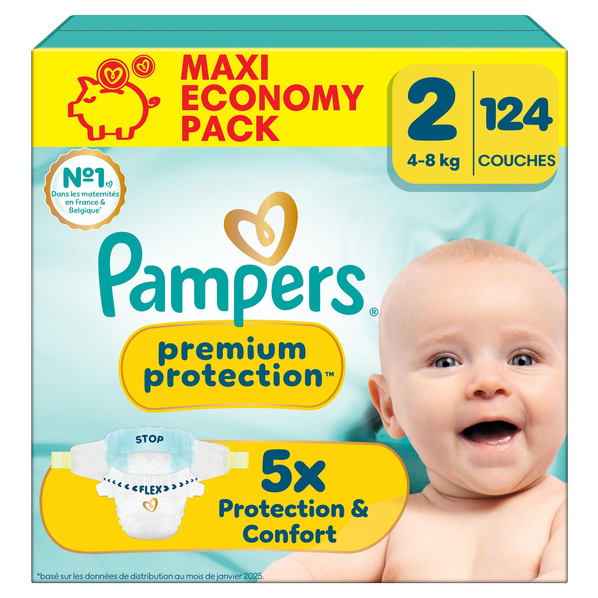 PAMPERS Premium Protection couches taille 2 (4-8kg) 124 couches