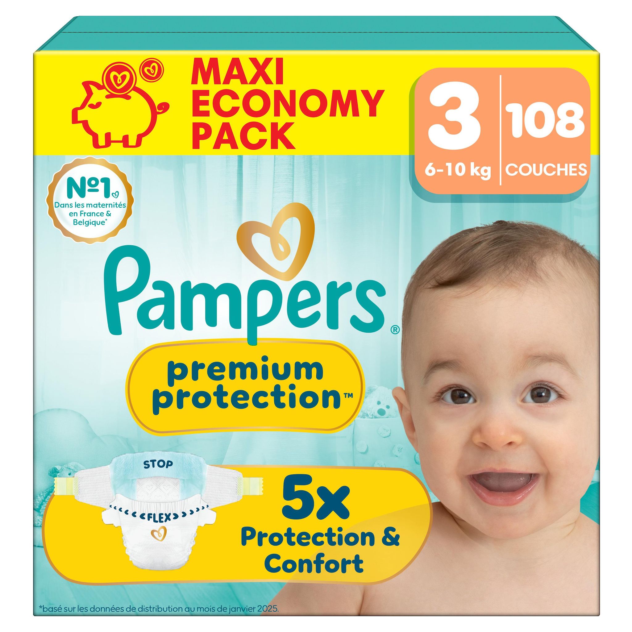 PAMPERS Premium Protection couches taille 3 (6-10kg) 108 couches