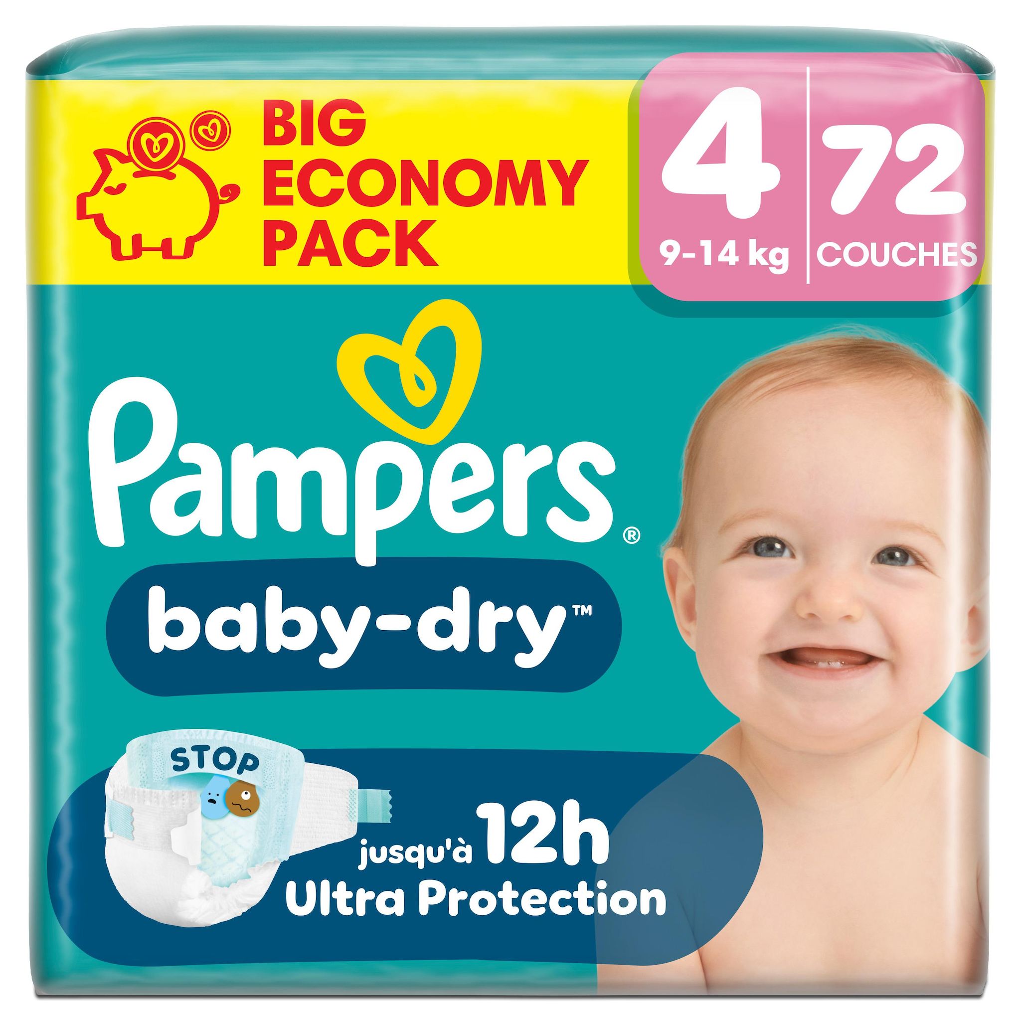 PAMPERS Baby Dry couches taille 4 (9-14kg) 72 couches