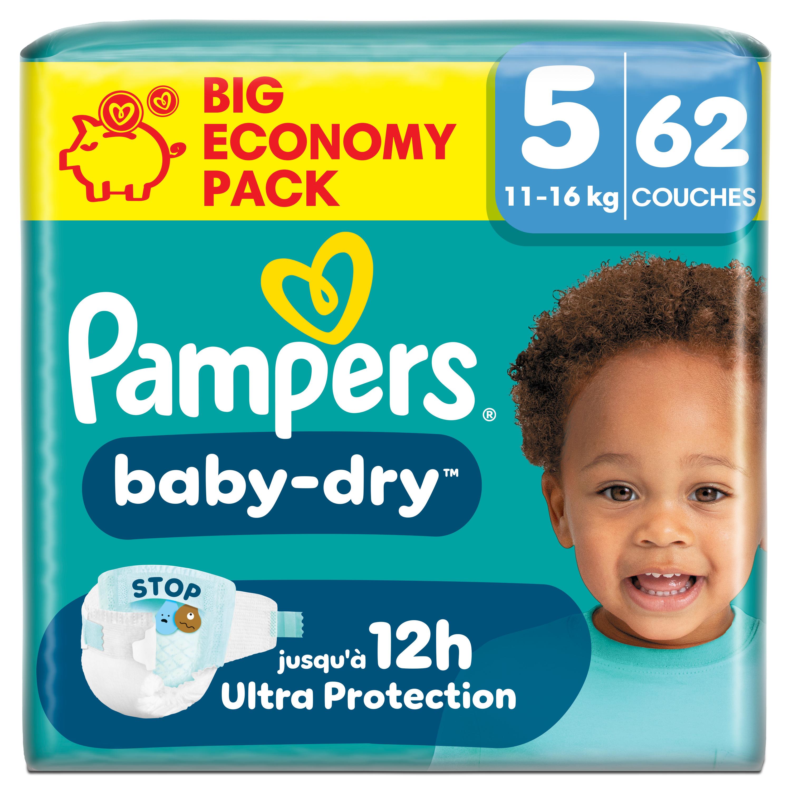 PAMPERS Baby Dry couches taille 5 (11-16kg) 62 couches