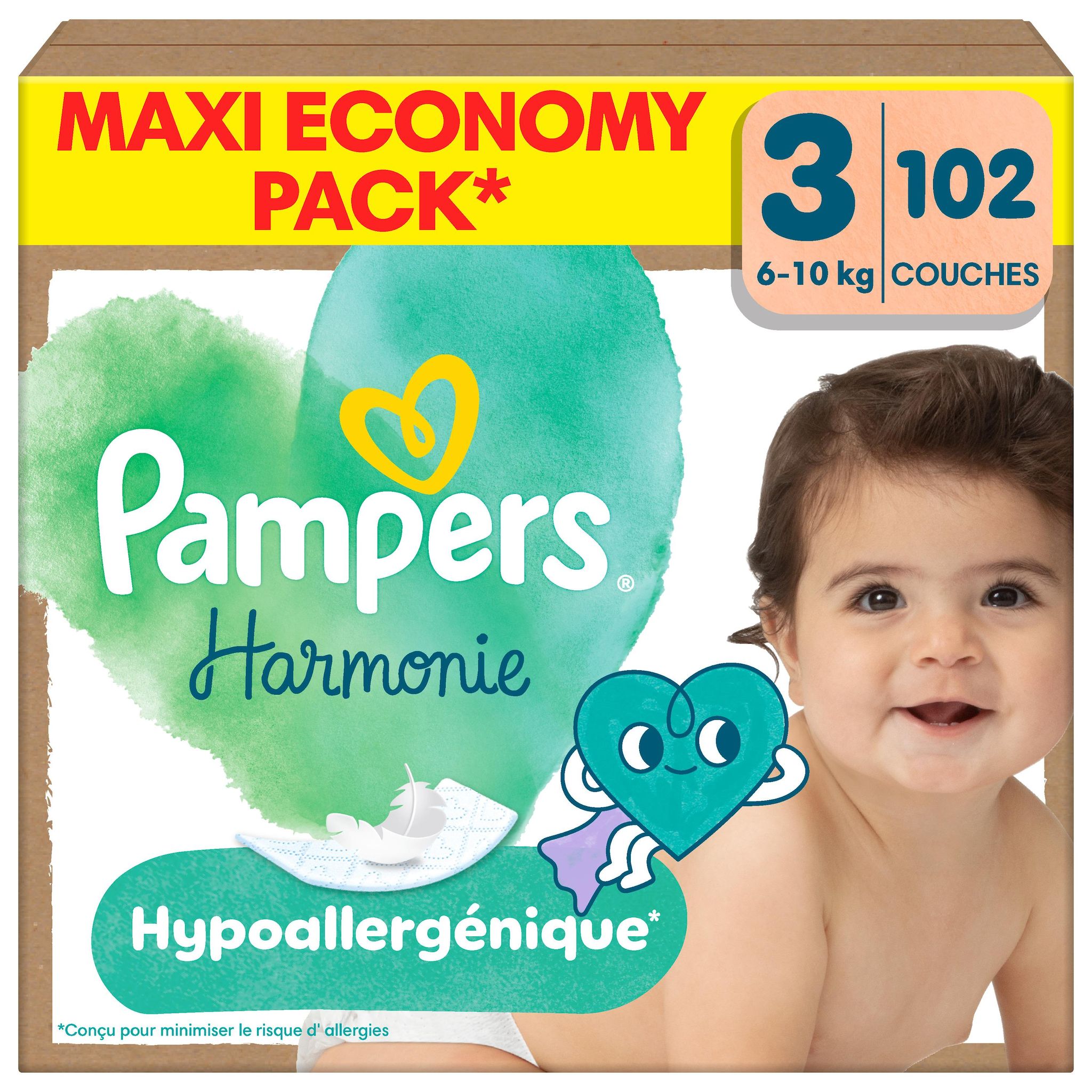 PAMPERS Harmonie couches taille 3 (6-10kg) 102 couches