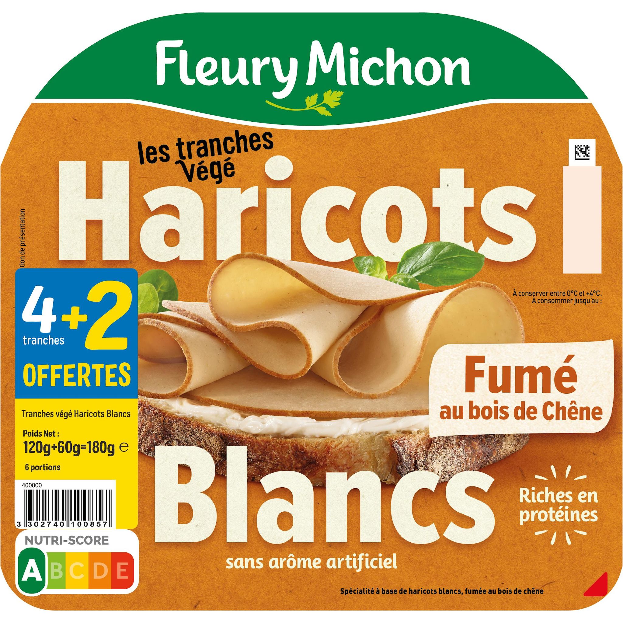 FLEURY MICHON Les Tranches végé de haricots blancs 4 tranches+2 offertes 180g