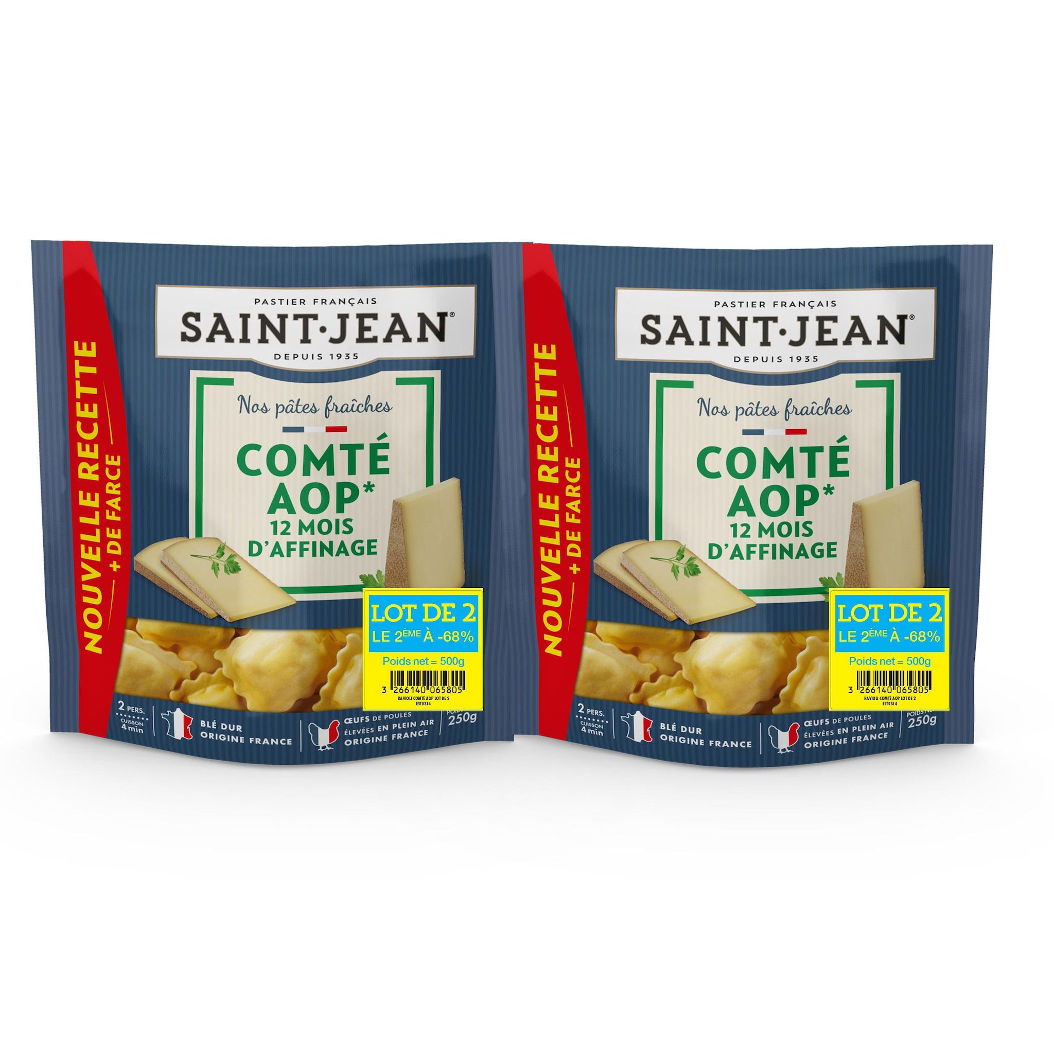 SAINT JEAN Raviolis au comté AOP affiné 12 mois 4 parts 2x250g