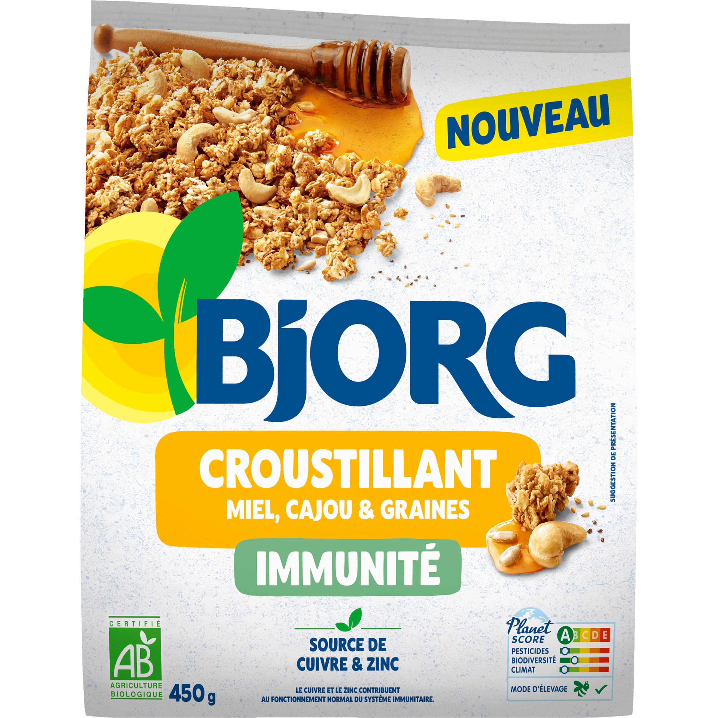 BJORG Céréales croustillantes Immunité au miel cajou et graines bio 450g