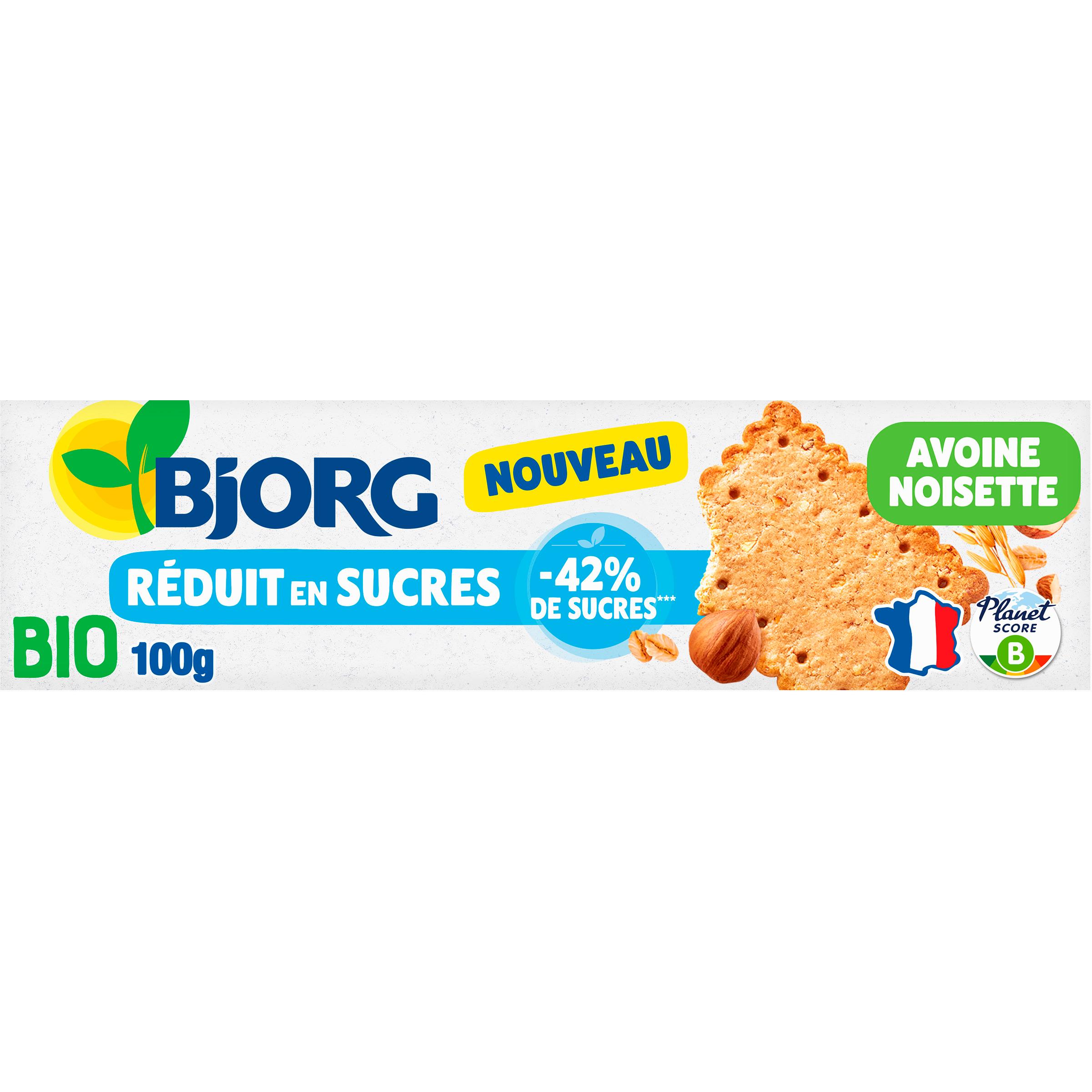 BJORG Biscuits bio à l'avoine et aux noisettes réduit en sucres 100g