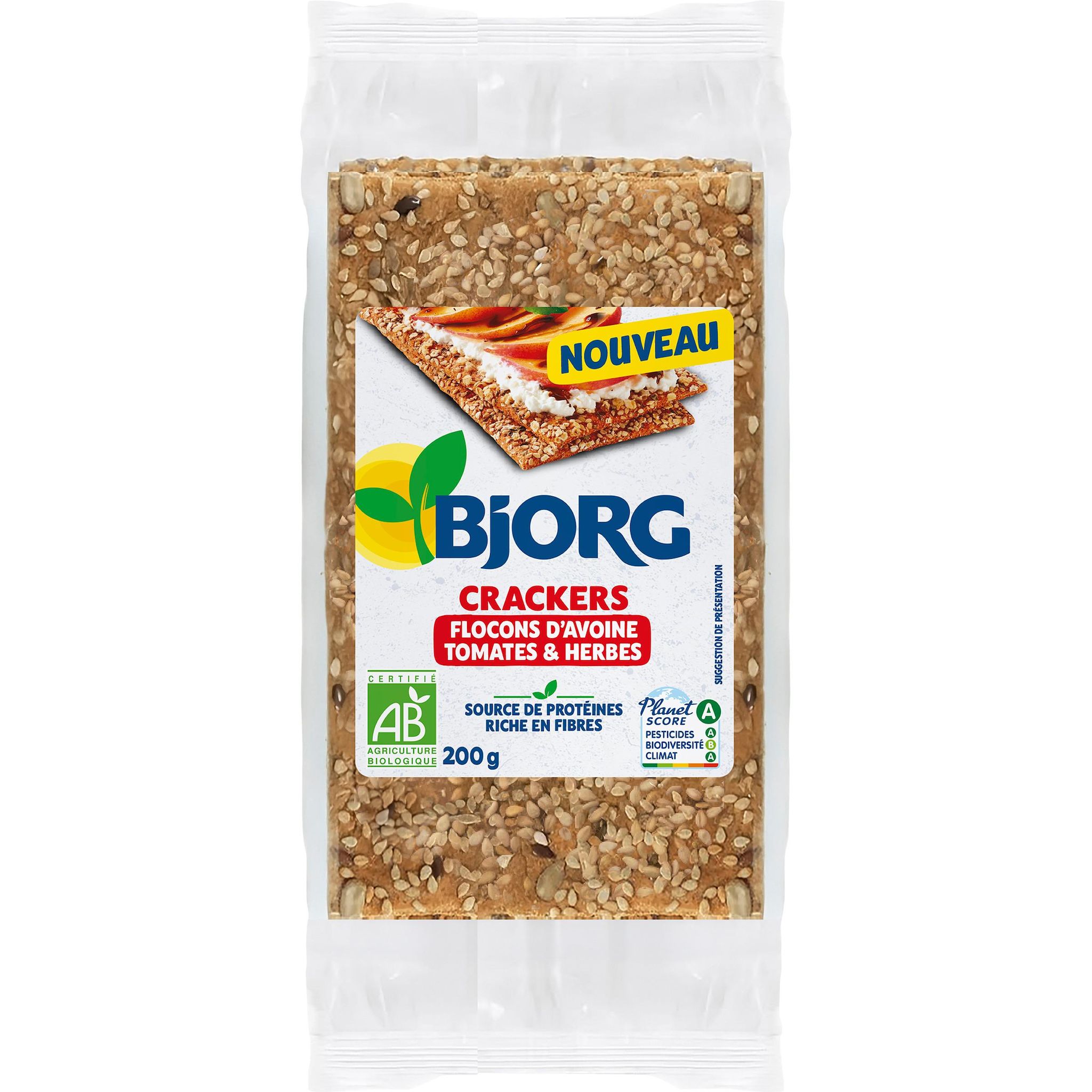 BJORG Crackers aux flocons d'avoine tomates et herbes bio 200g