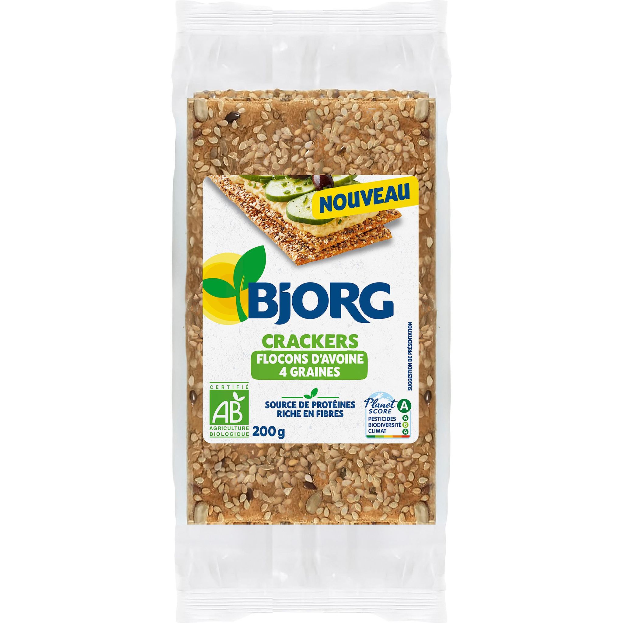 BJORG Crackers aux flocons d'avoine et 4 graines bio 200g