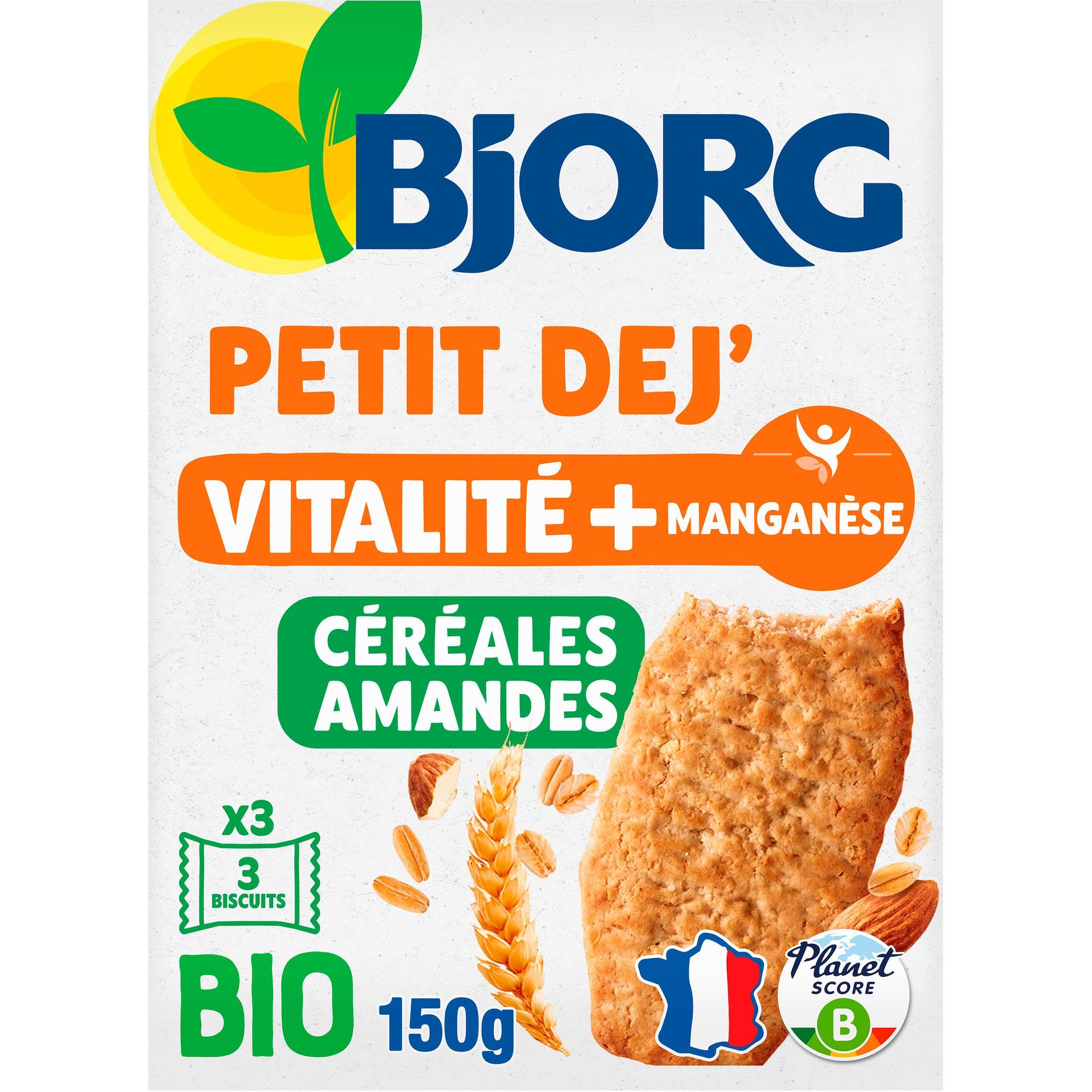 BJORG Biscuits bio petit-déjeuner aux céréales et amandes 150g
