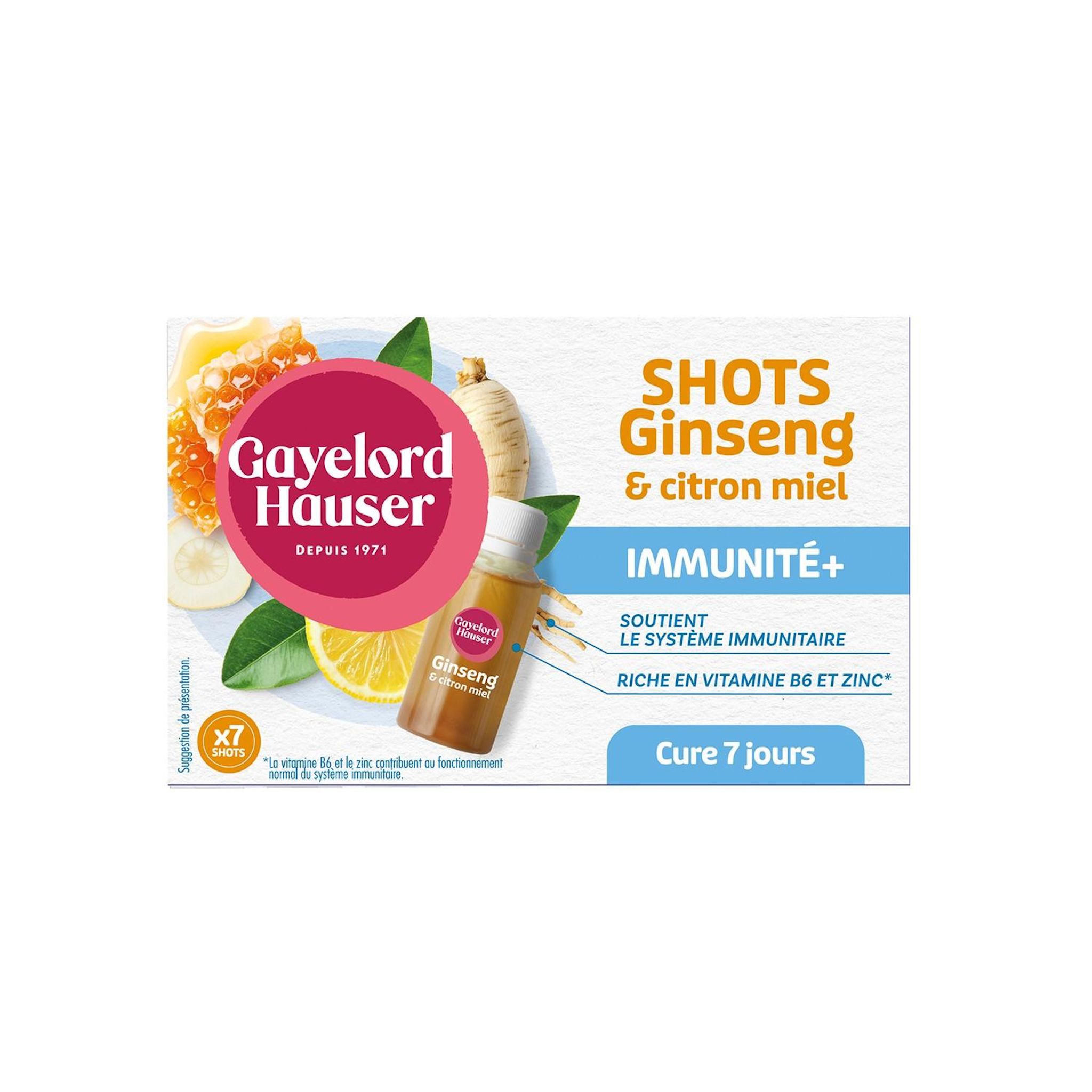 GAYELORD HAUSER Shots Ginseng et citron miel Immunité + 7 jours 7x30ml