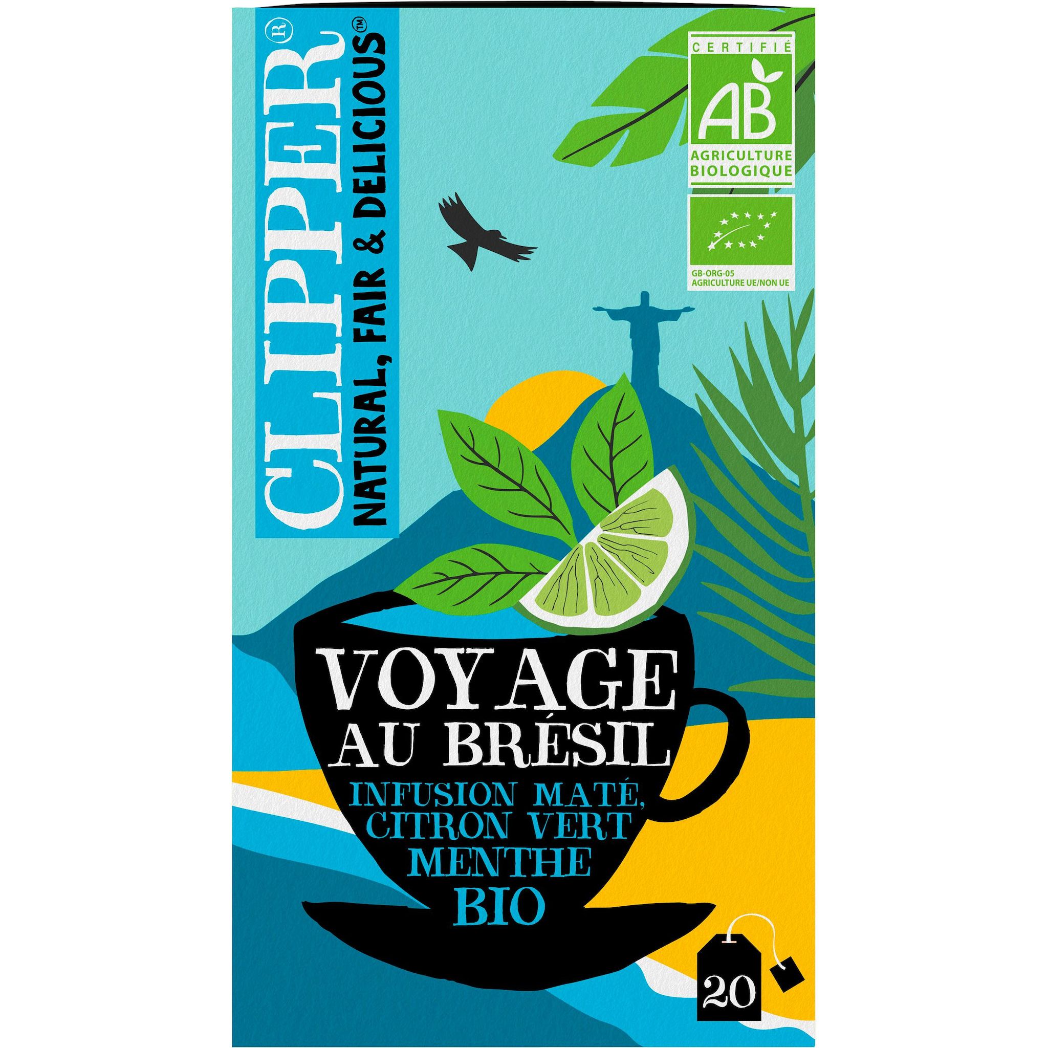 CLIPPER Infusion Voyage au Brésil au maté citron vert menthe bio 20 sachets 40g