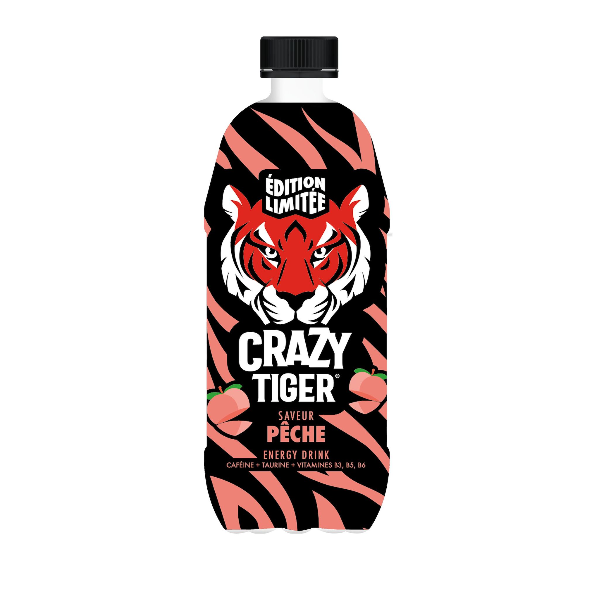 CRAZY TIGER Boisson énergisante gazeuse saveur pêche 1l