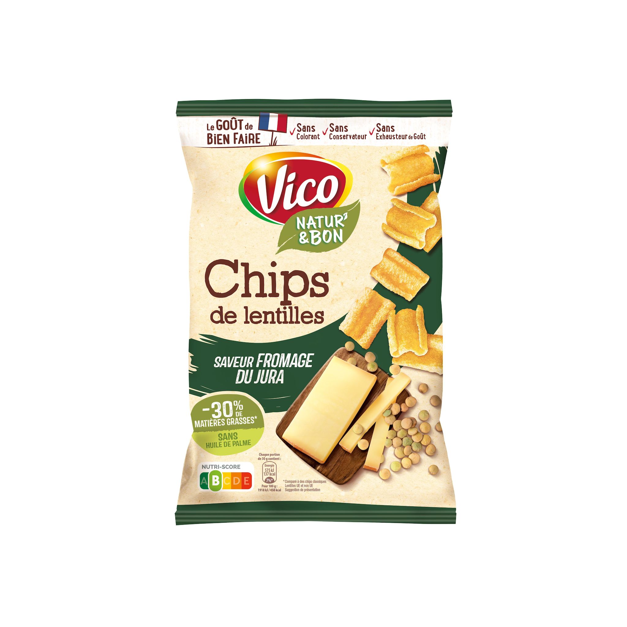 VICO Chips de lentilles goût fromage du Jura Natur'&Bon 85g