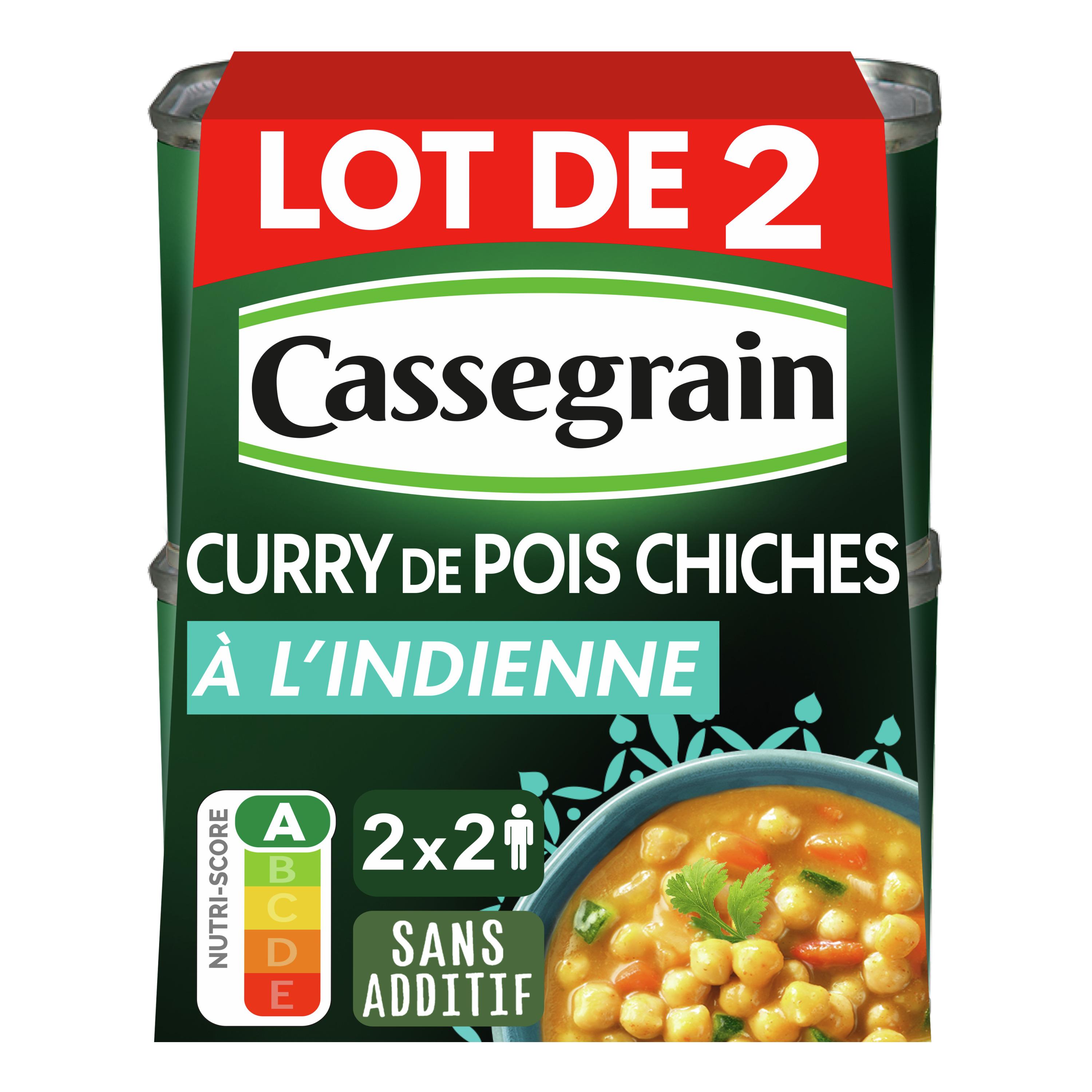 CASSEGRAIN Curry de pois chiches à l'indienne sans additif 2x2 portions 2x430g