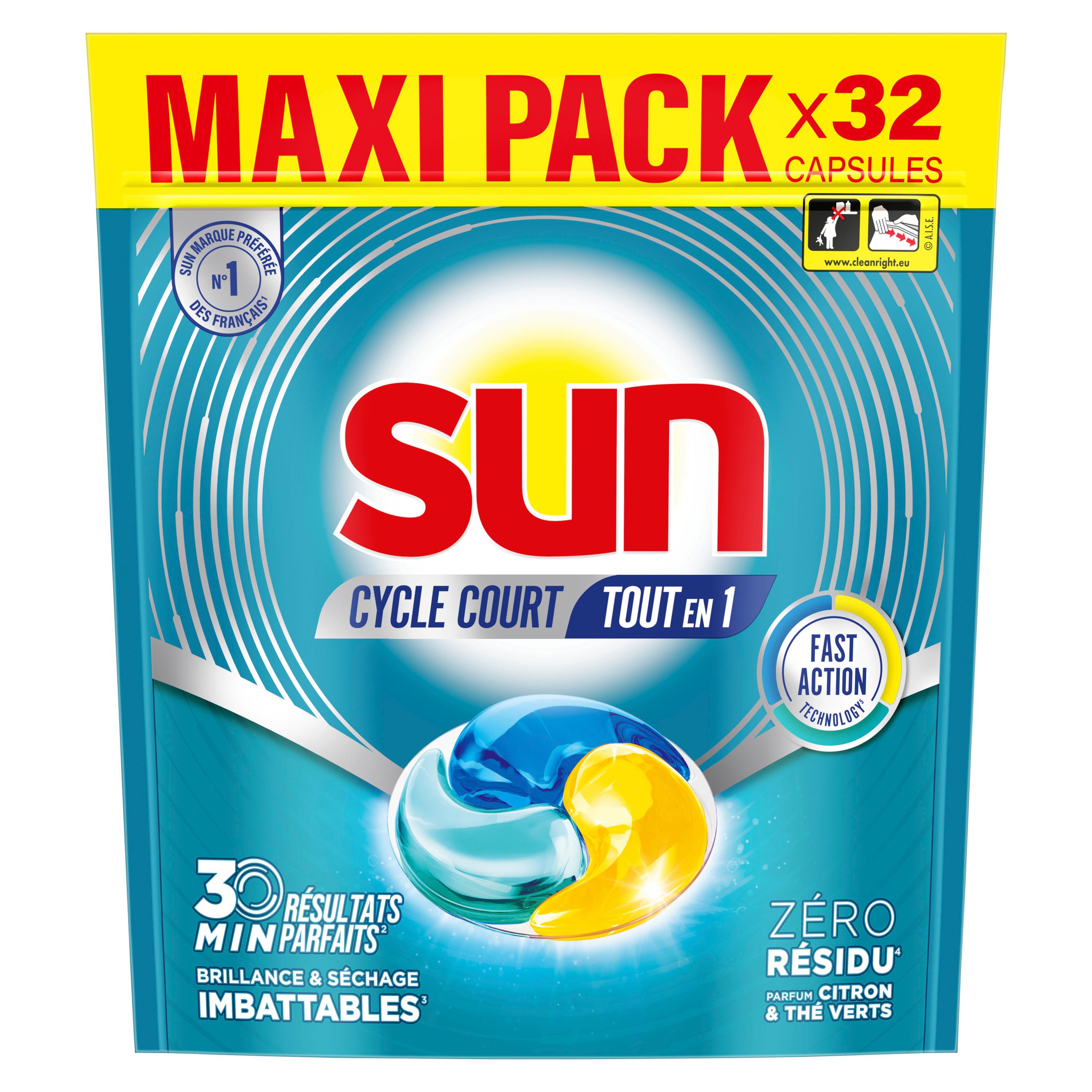 SUN Capsules lave-vaisselle citron 32 lavages 410g