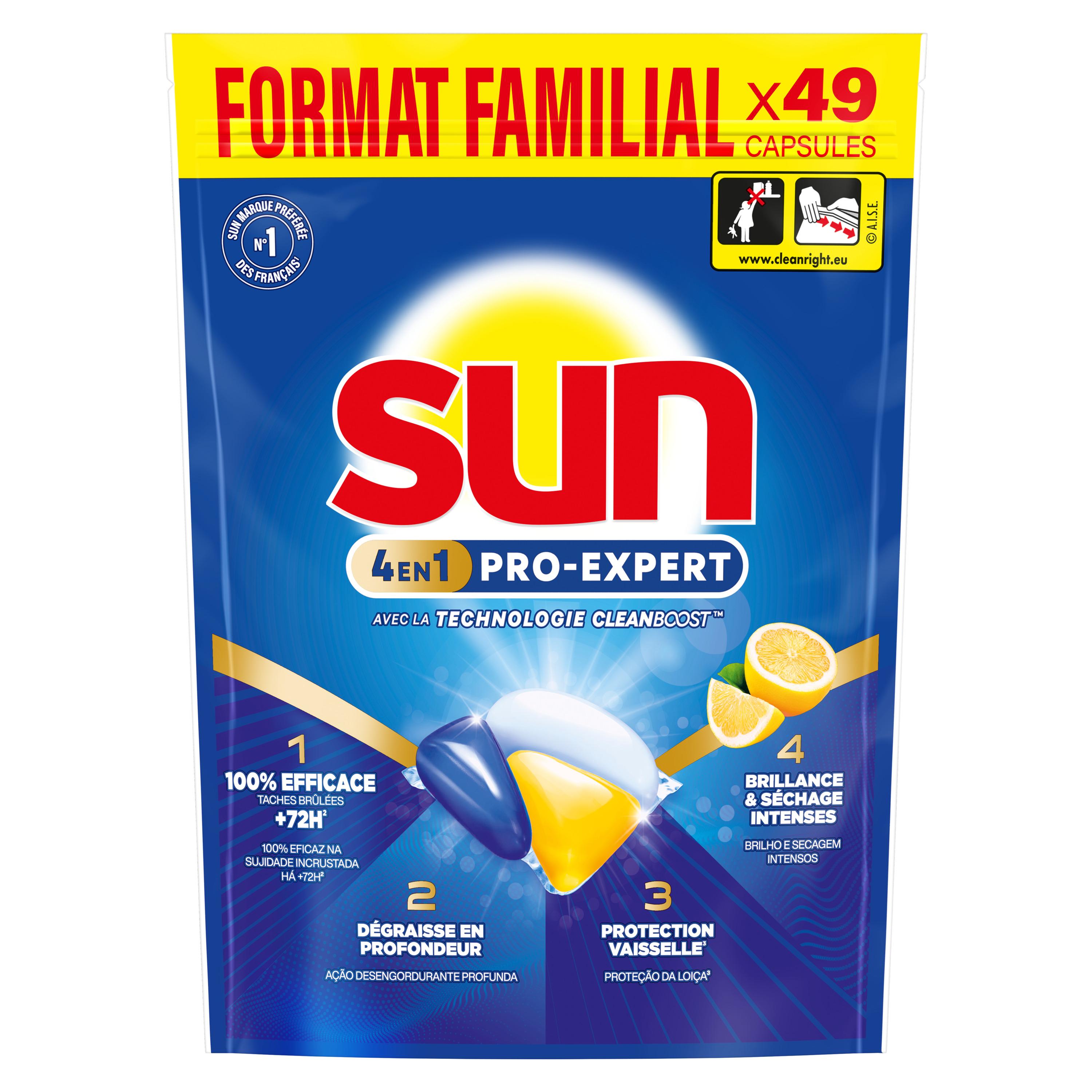 SUN Capsules lave-vaisselle citron 49 lavages 735g