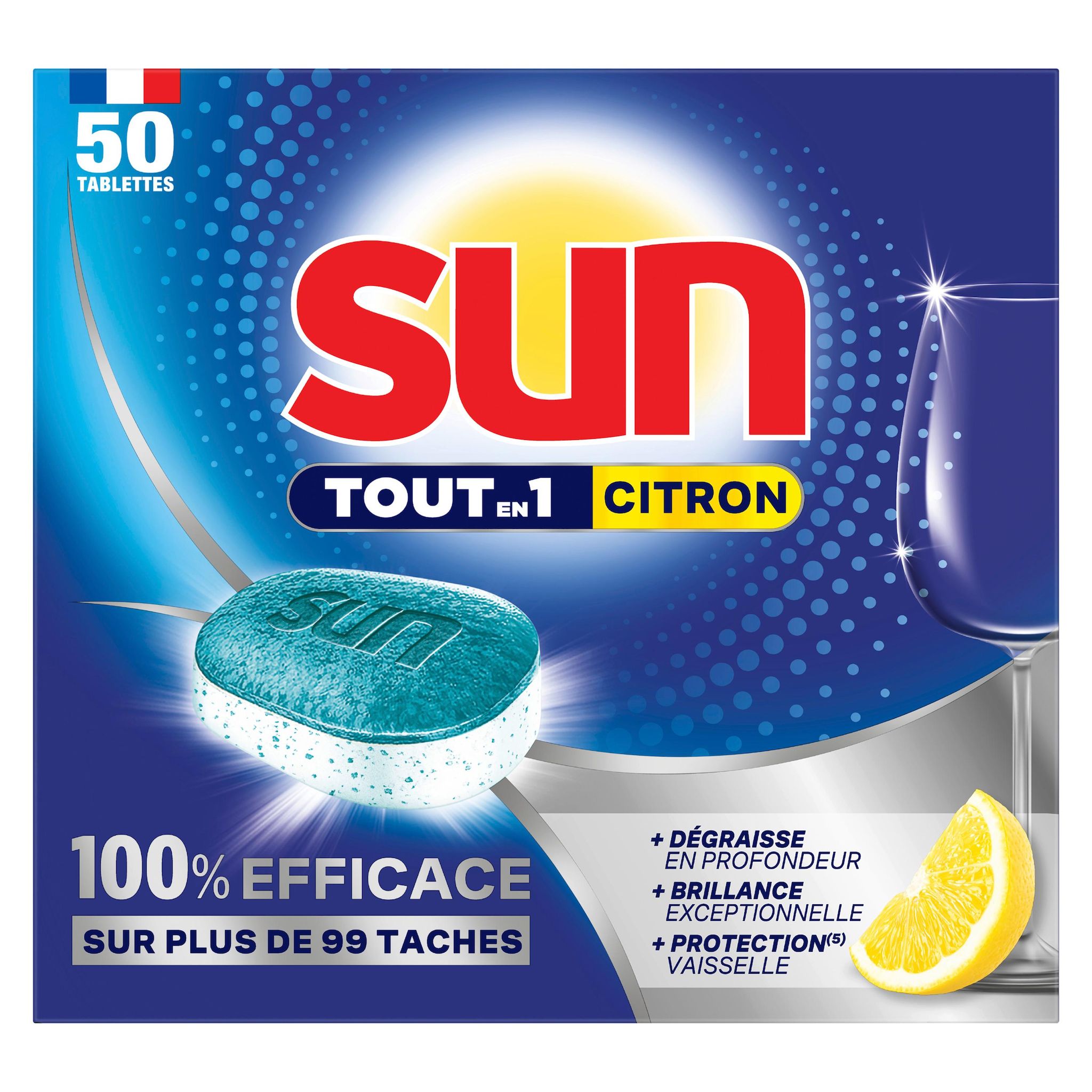 SUN Tablettes lave-vaisselle tout en 1 citron 50 tablettes