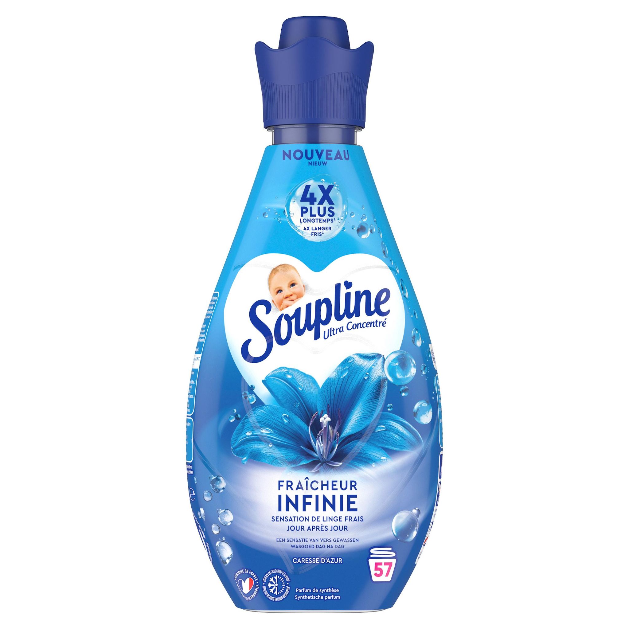 SOUPLINE Adoucissant concentré fresh azur 740ml