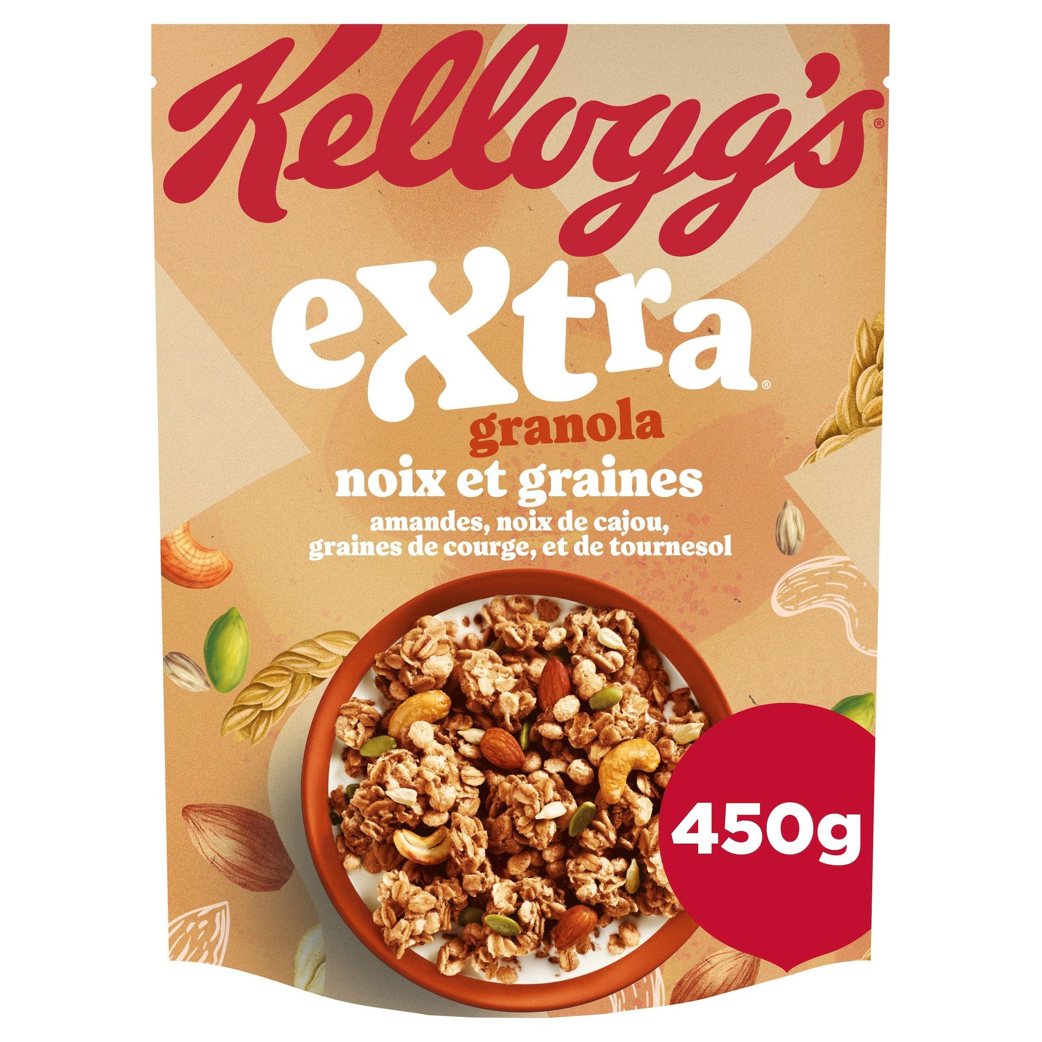 KELLOGG'S Céréales Extra au noix et graines 450g