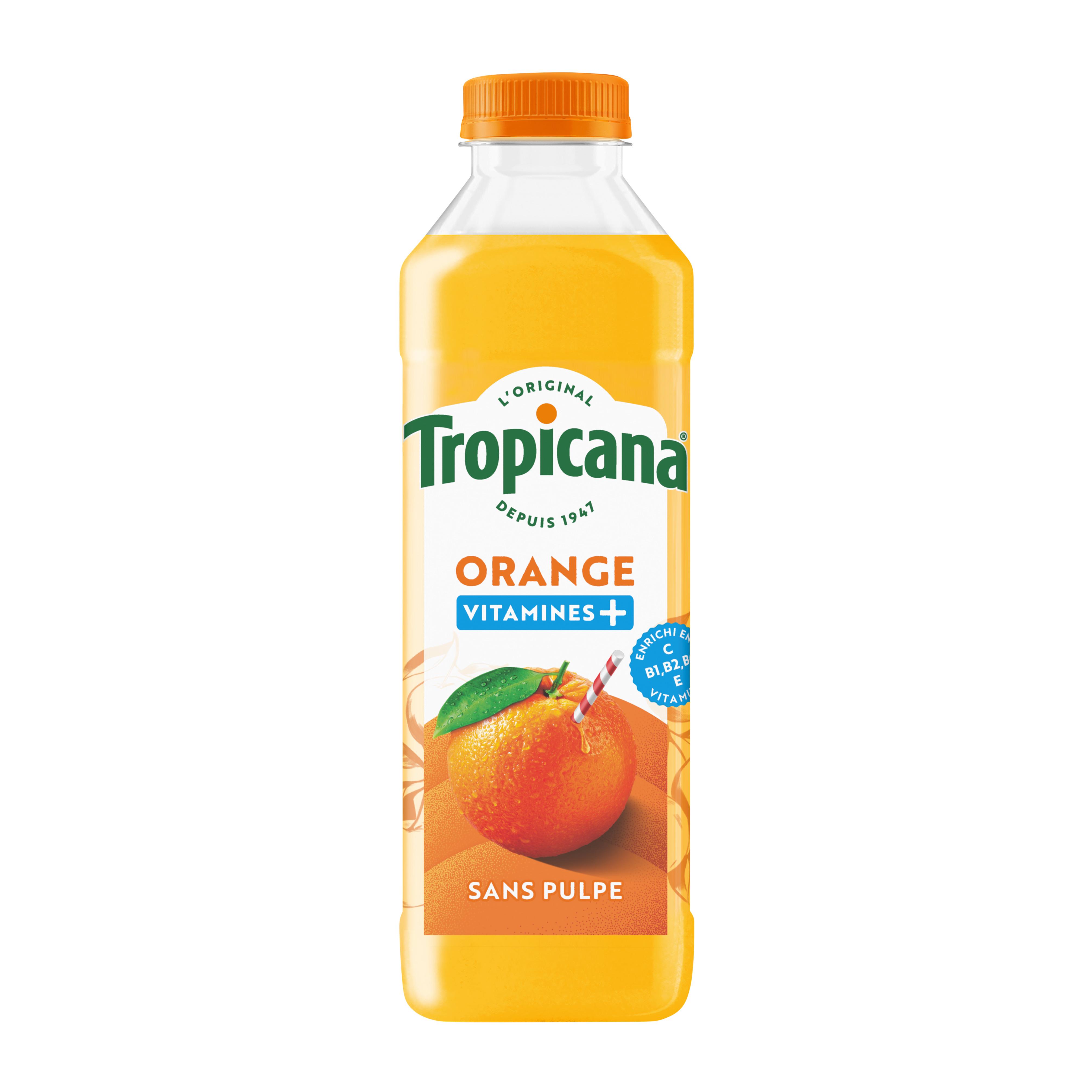 TROPICANA Jus d'orange enrichi en vitamines c b1 b2 b6 et e sans pulpe 75cl