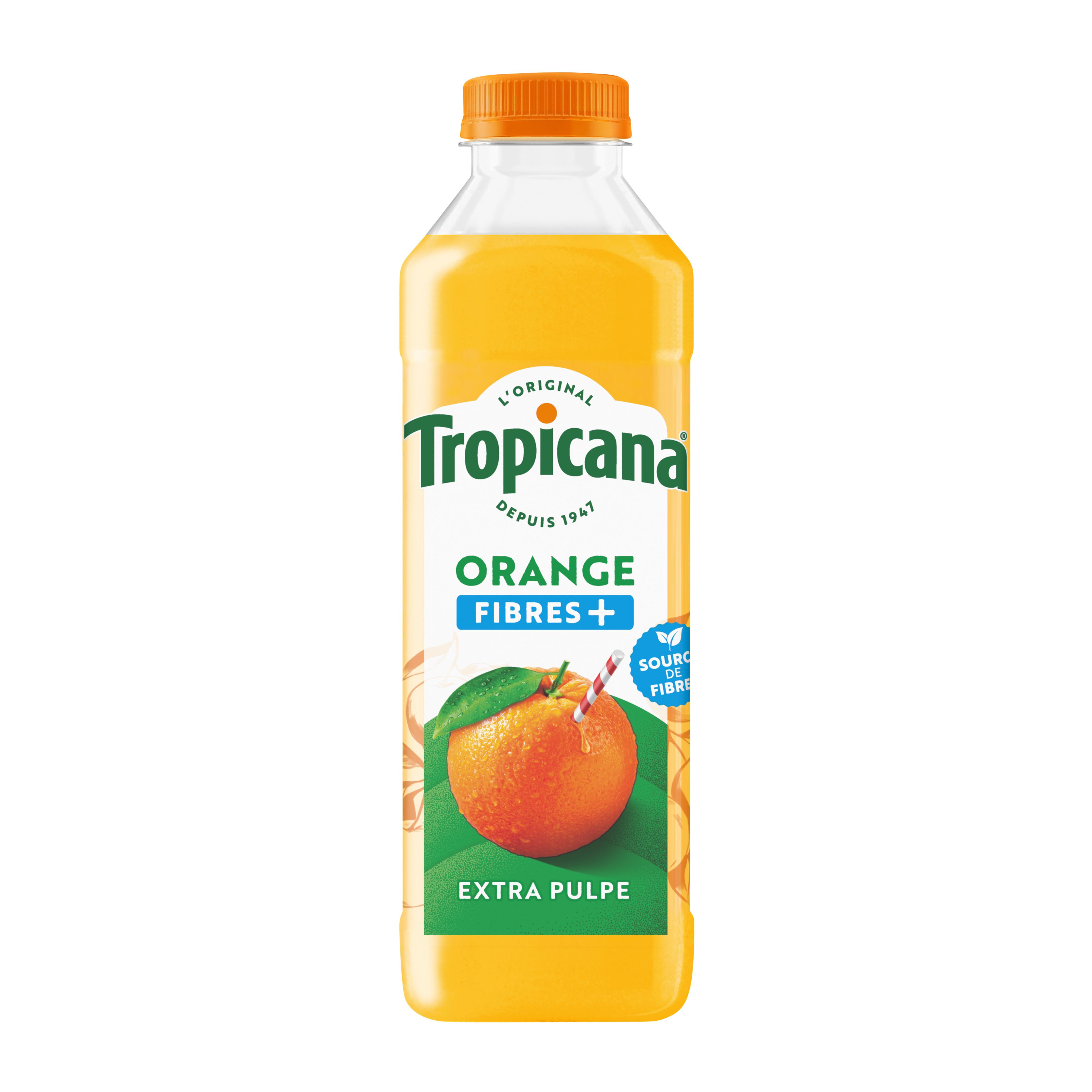 TROPICANA Pur jus de orange fibres + avec pulpe 75cl
