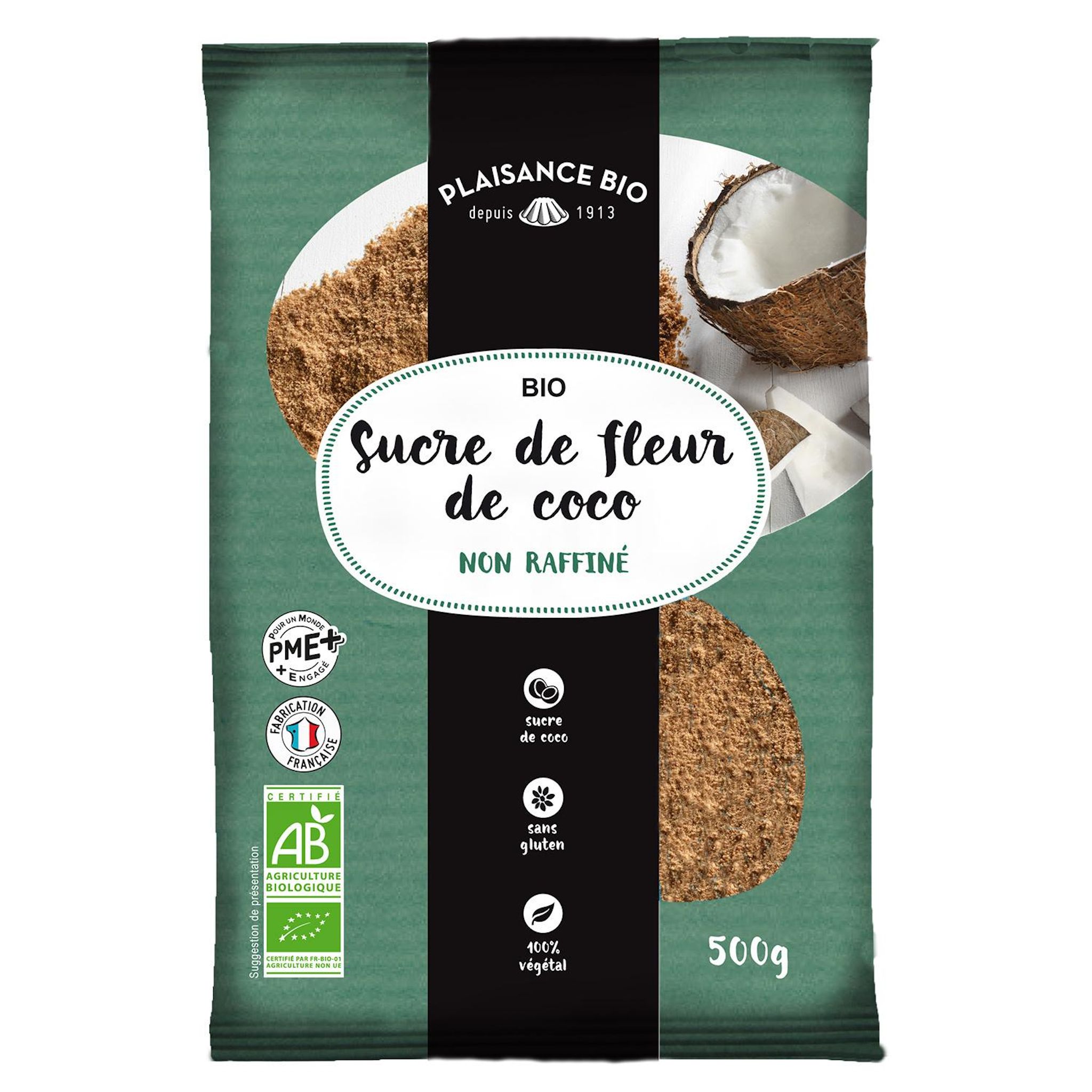 PLAISANCE BIO Sucre de fleur de coco non raffiné en poudre 500g