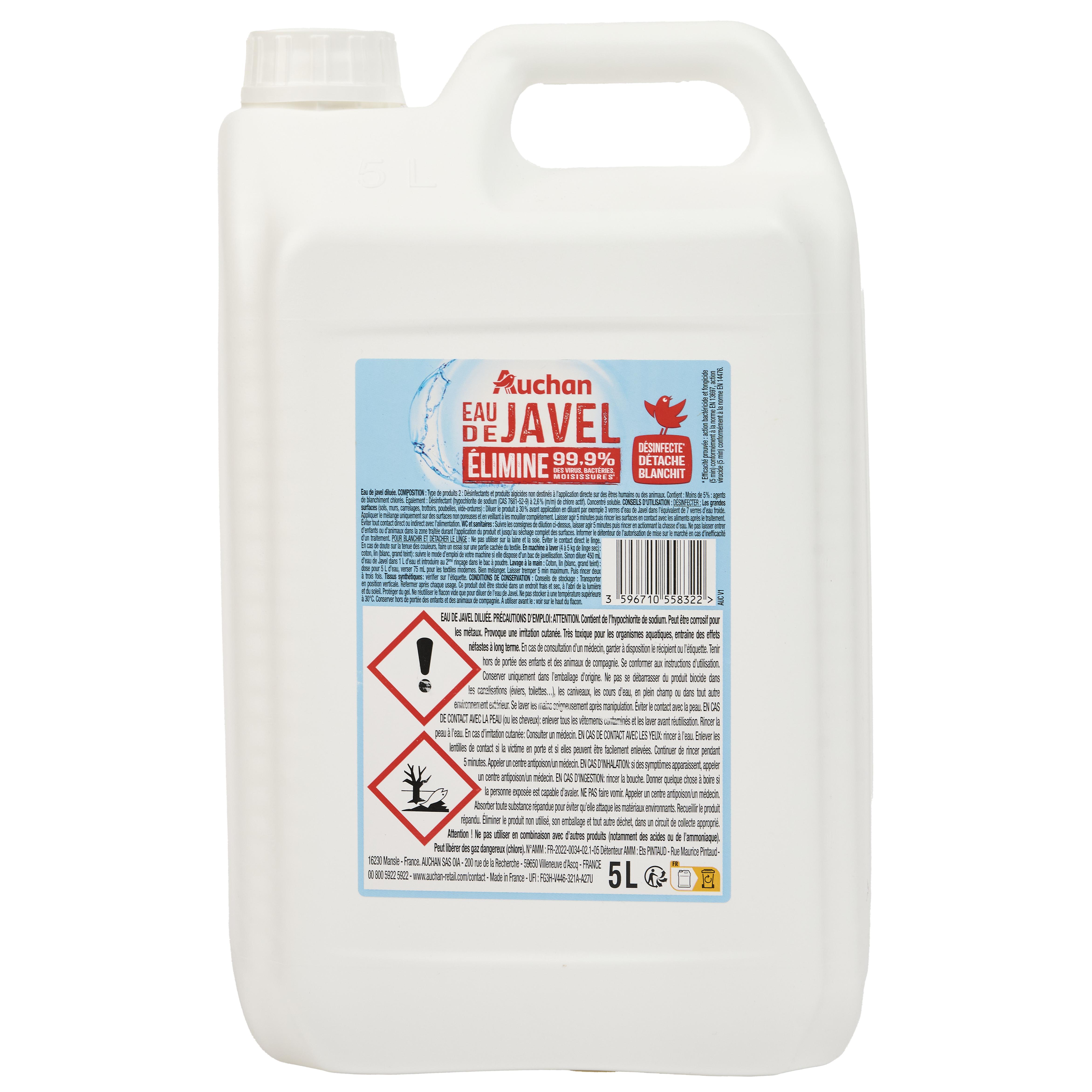 AUCHAN Eau de javel désinfectante 5l