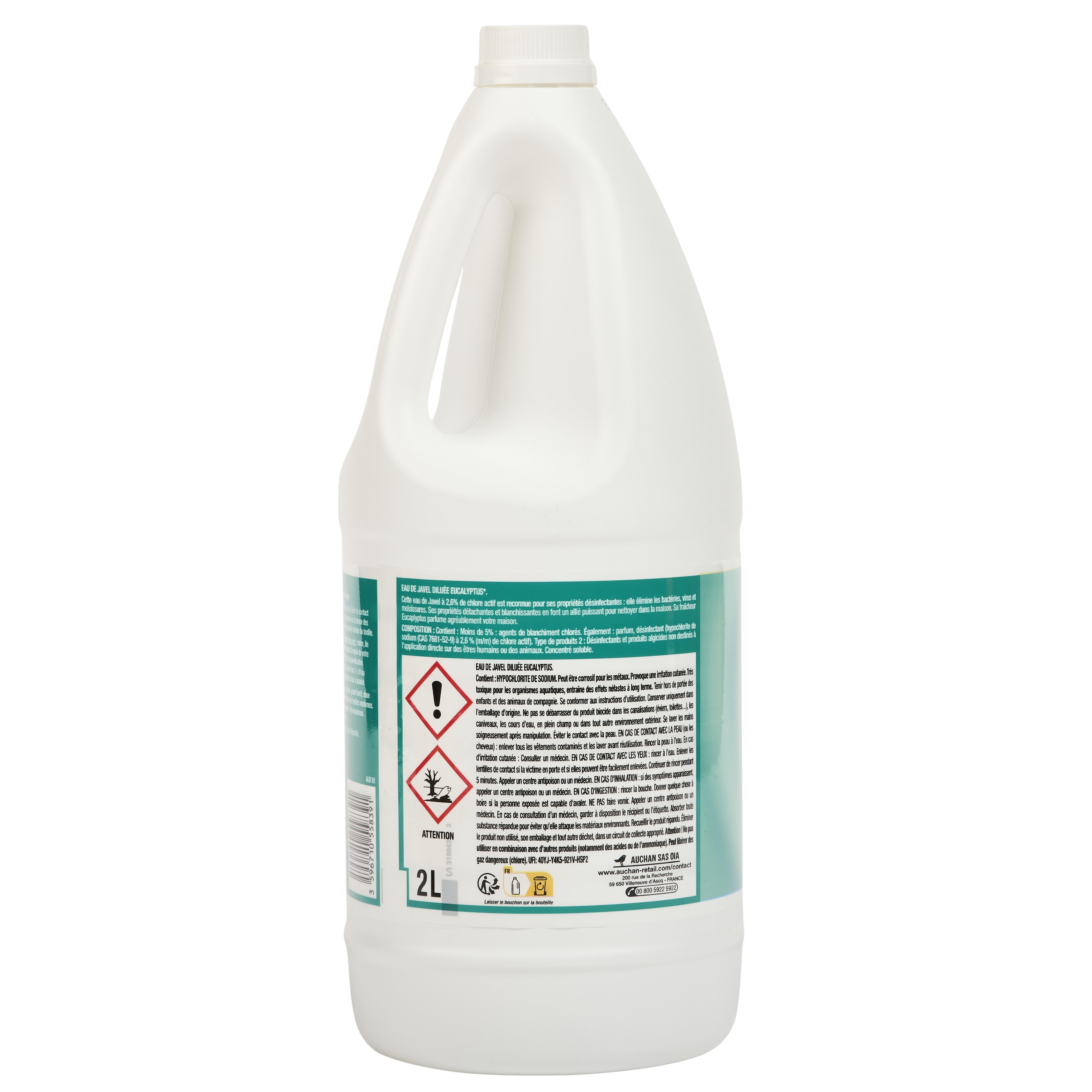 Voir la diapositive 2 : AUCHAN Eau de javel désinfectant eucalyptus 2l
