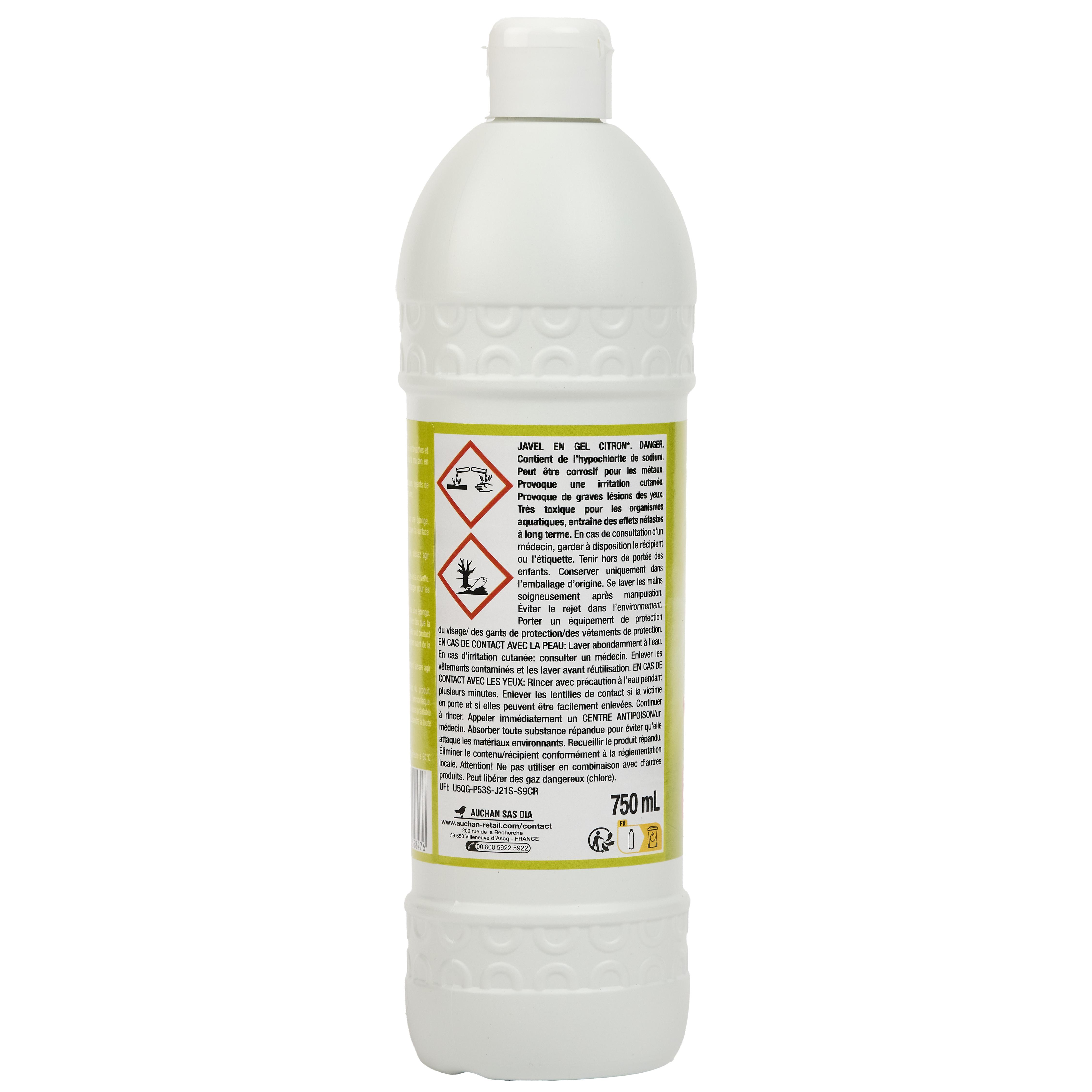 Voir la diapositive 2 : AUCHAN Gel javel nettoyant citron 750ml
