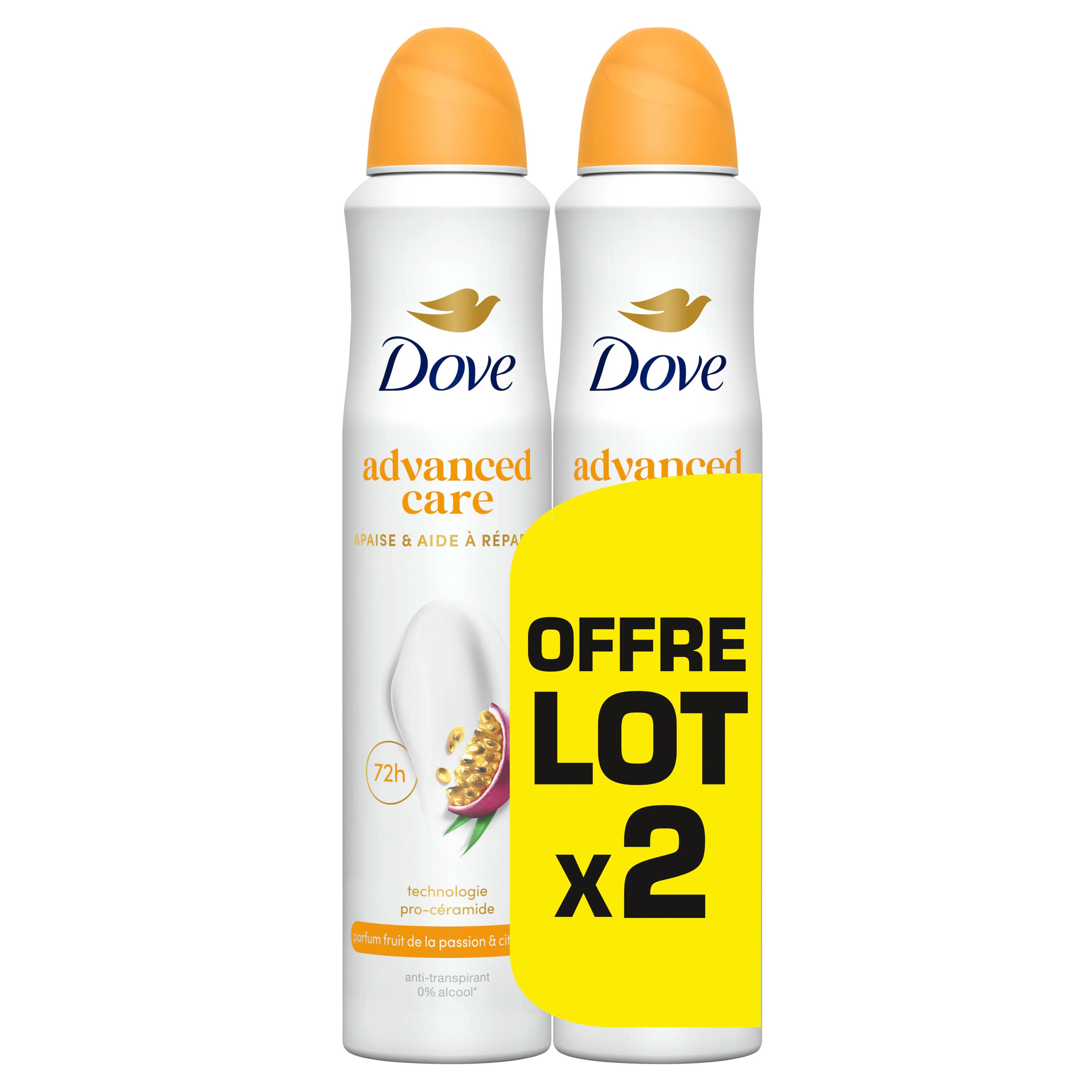 DOVE Déodorant advanced care parfum fruit de la passion 2x200ml