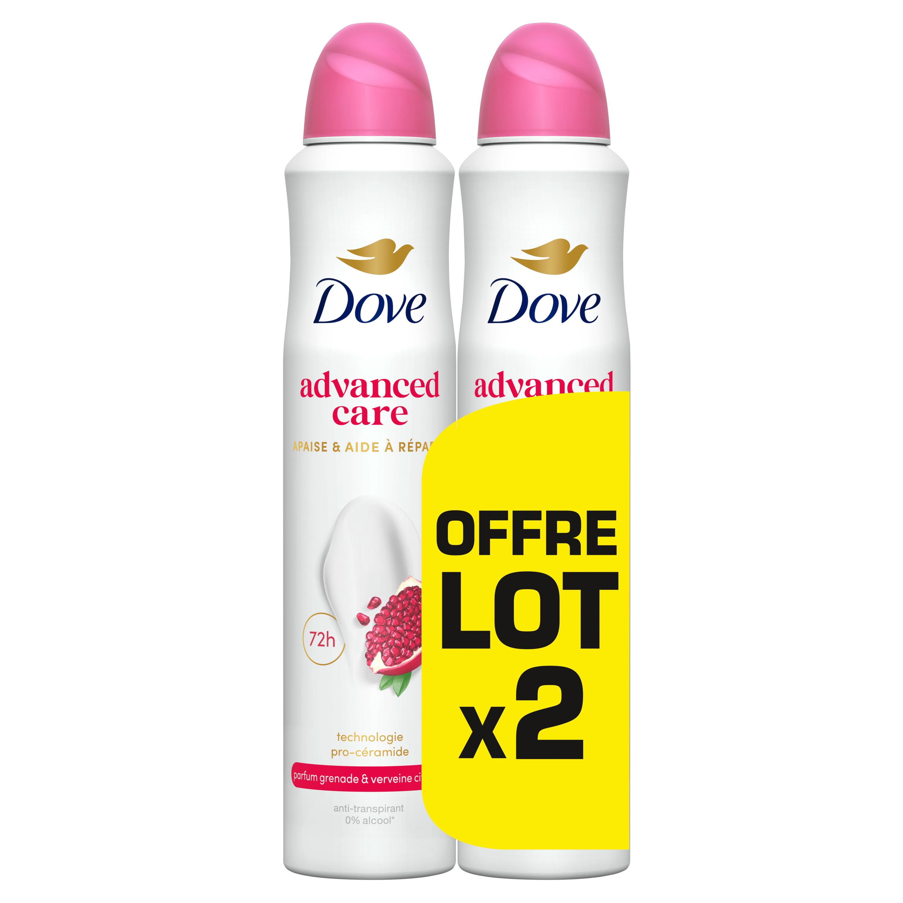 DOVE Déodorant advanced care parfum grenade 2x200ml