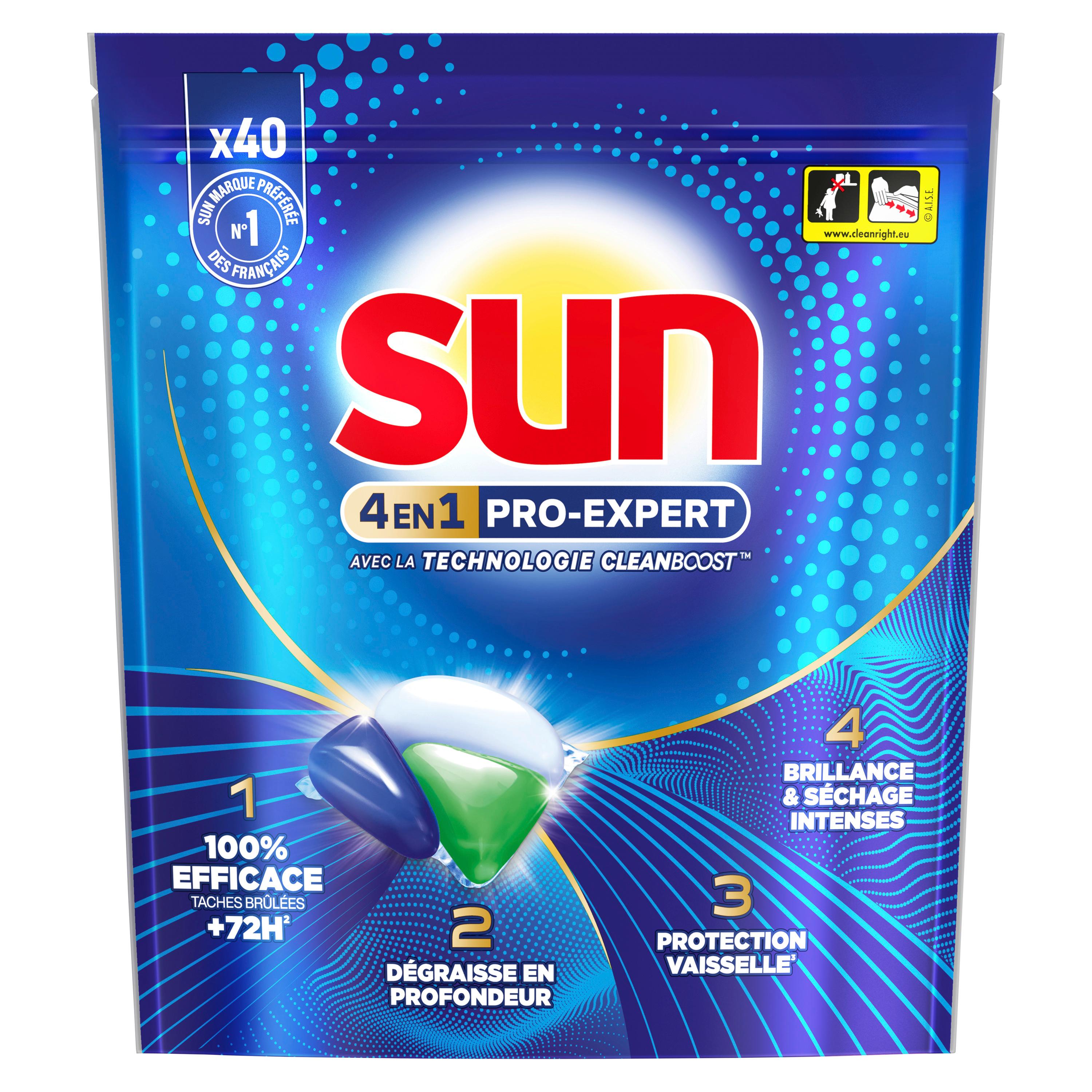 SUN Pro Expert Capsules lave-vaisselle action 4 en 1 40 capsules