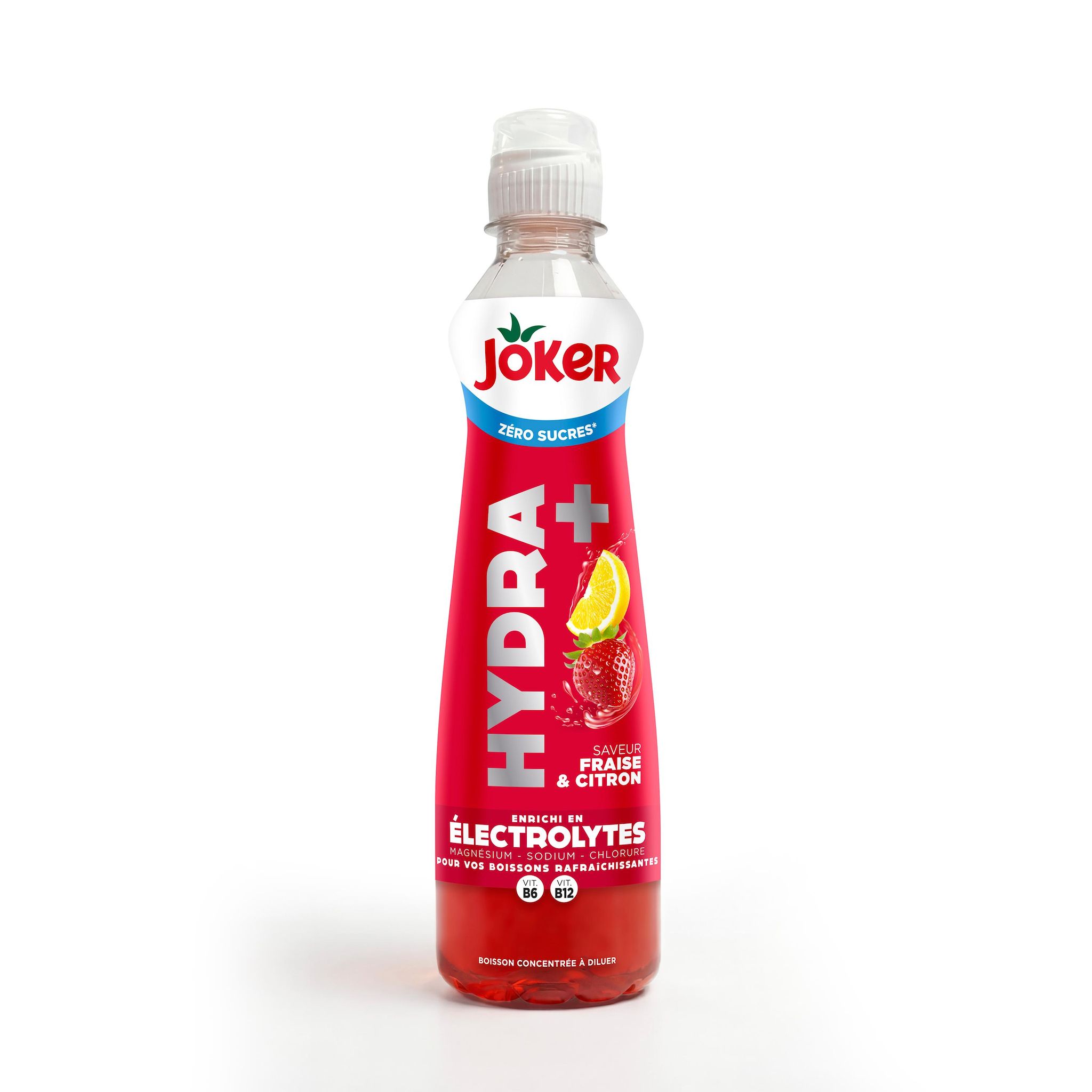 JOKER HYDRA+ Sirop de fraise citron sans sucres à diluer 50cl