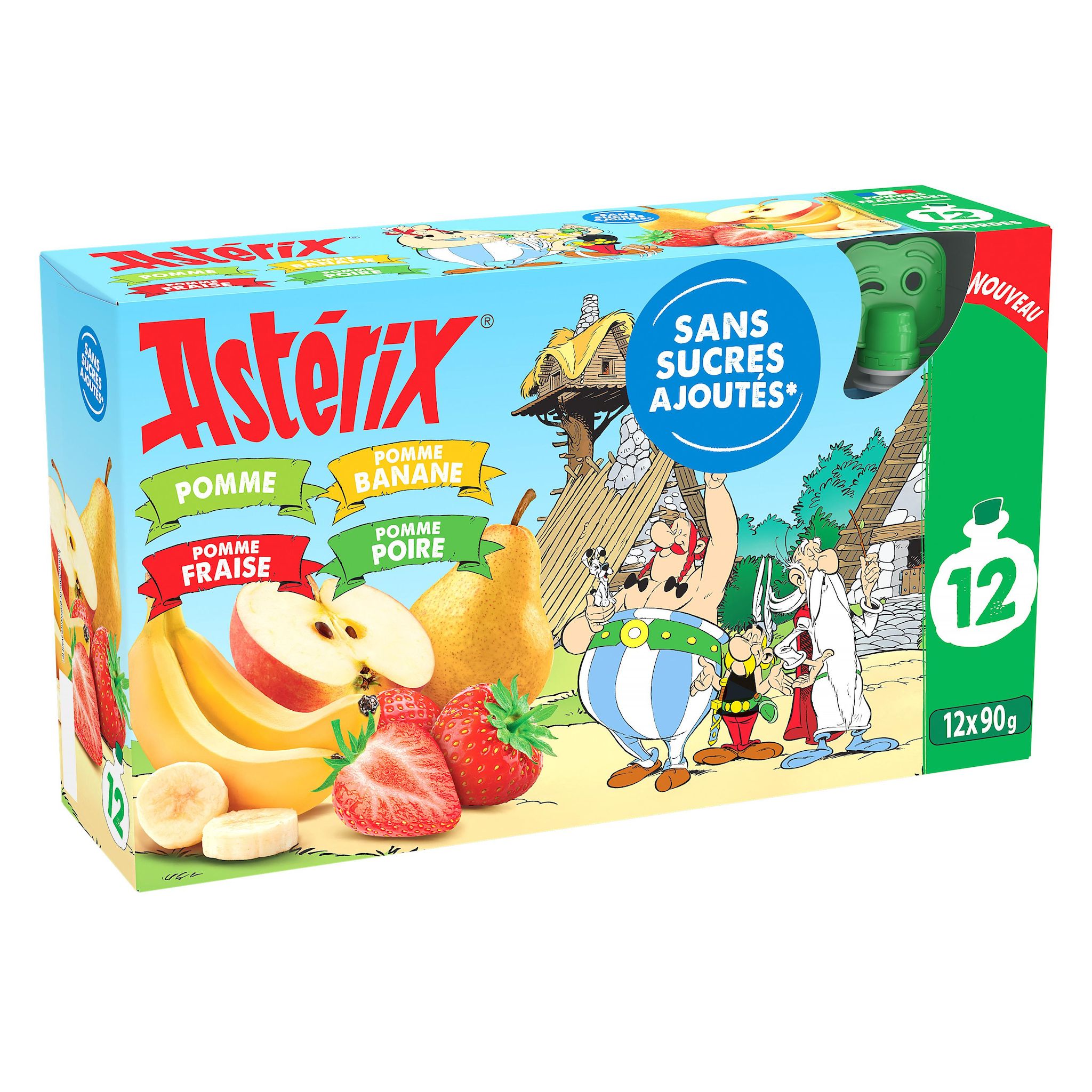 LES VERGERS DE CHATEAUBOURG Gourdes purée de pomme banane fraise poire sans sucres ajoutés 12x90g