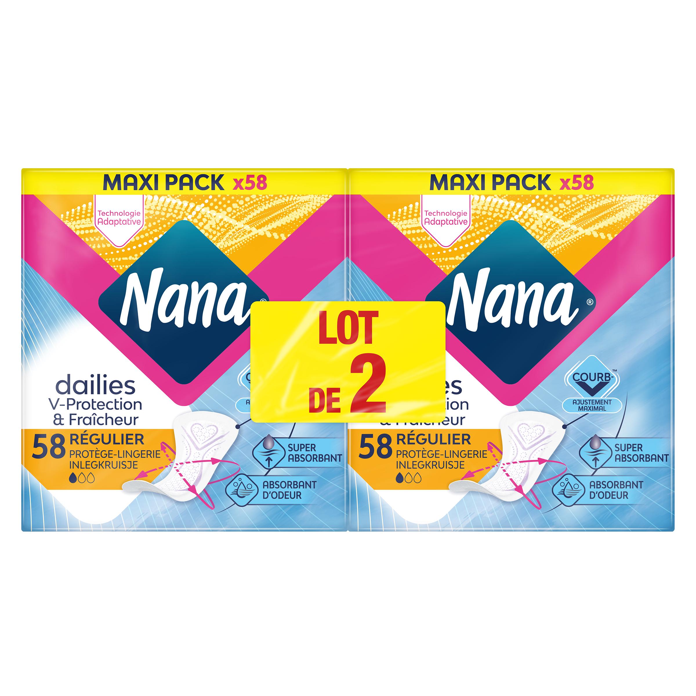 NANA Dailies V-Protection et Fraicheur protège-lingerie régulier 2x58 protections