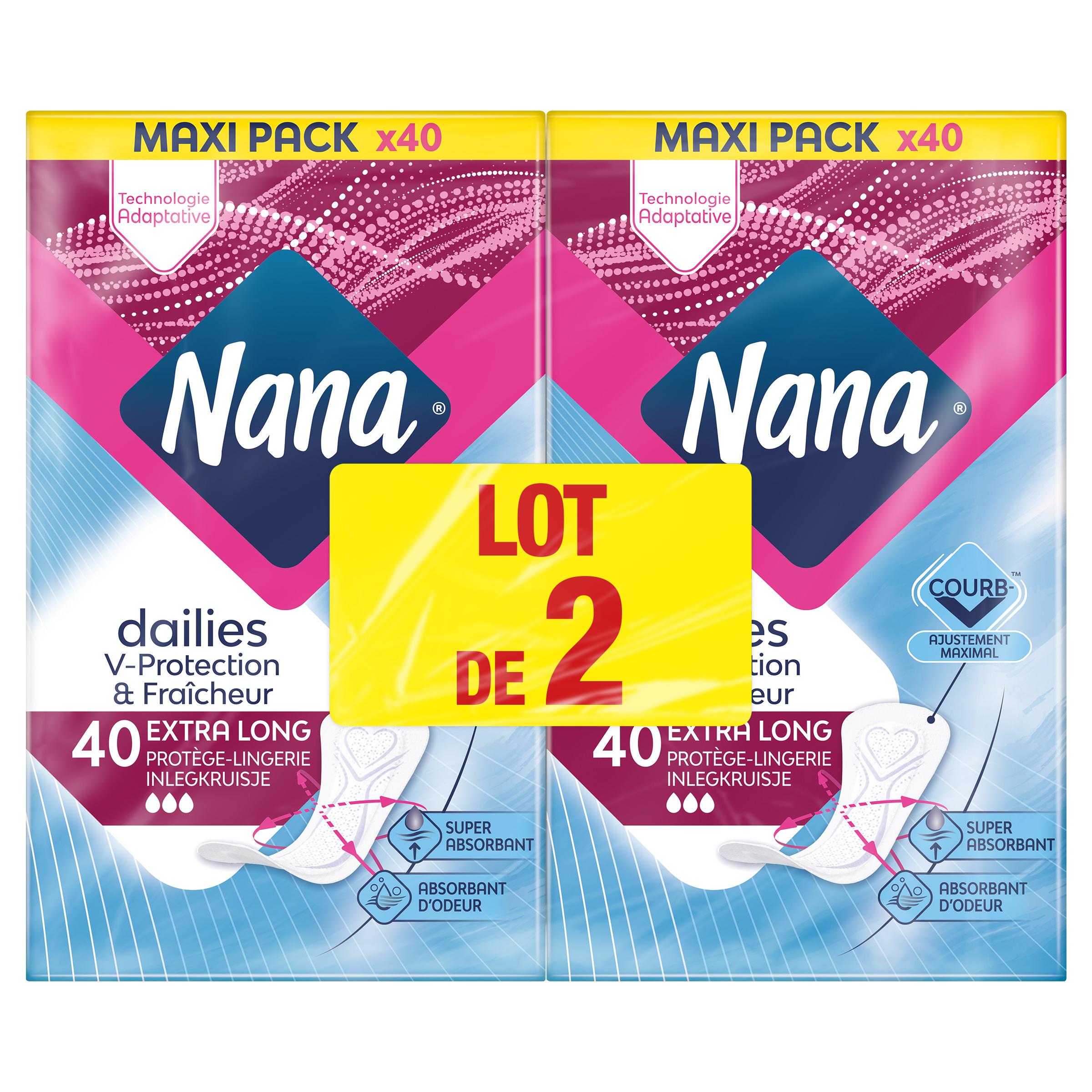 NANA Dailies V-Protection & Fraicheur Protège-lingerie extra long 2x40 serviettes