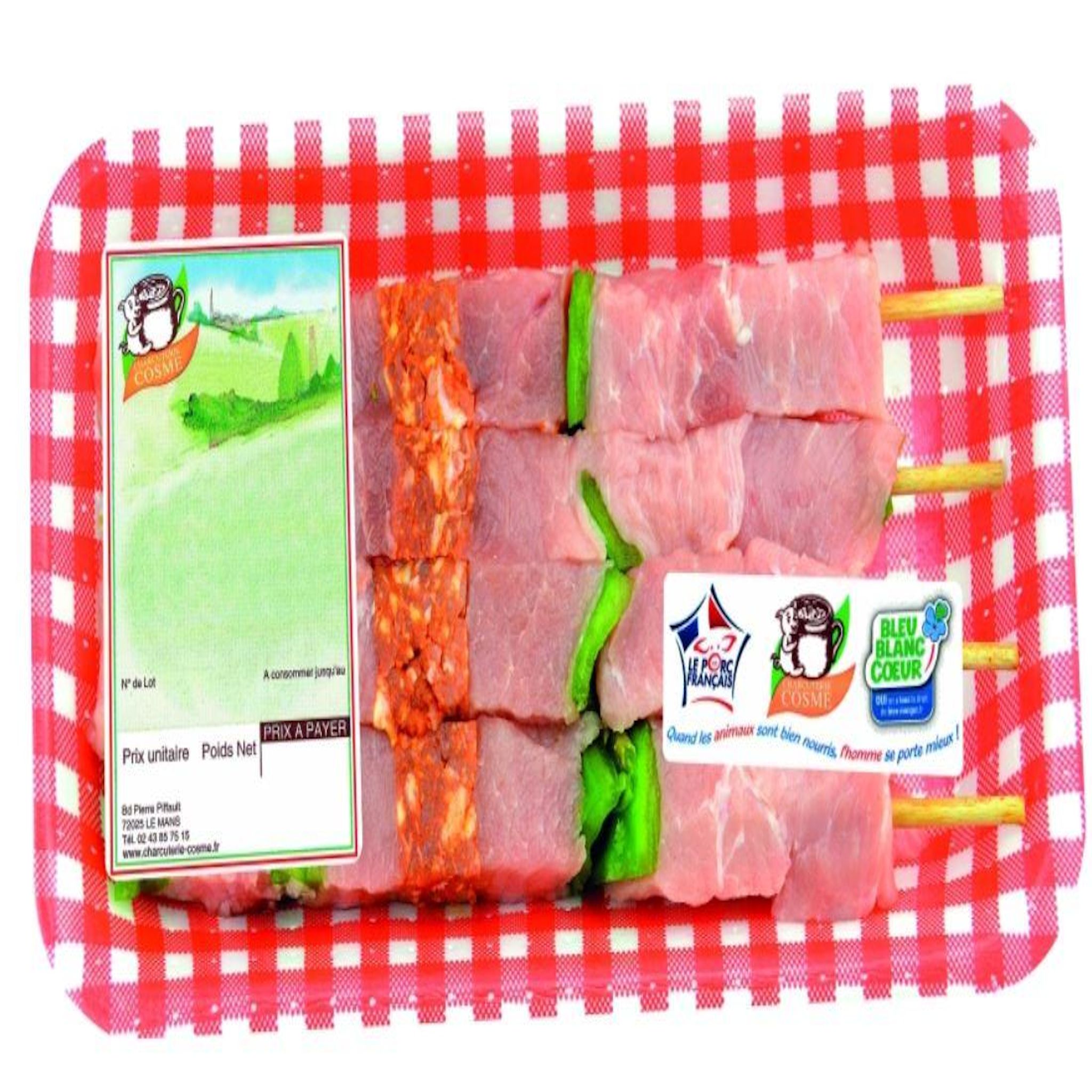 Brochettes de porc 4 pièces 400 g