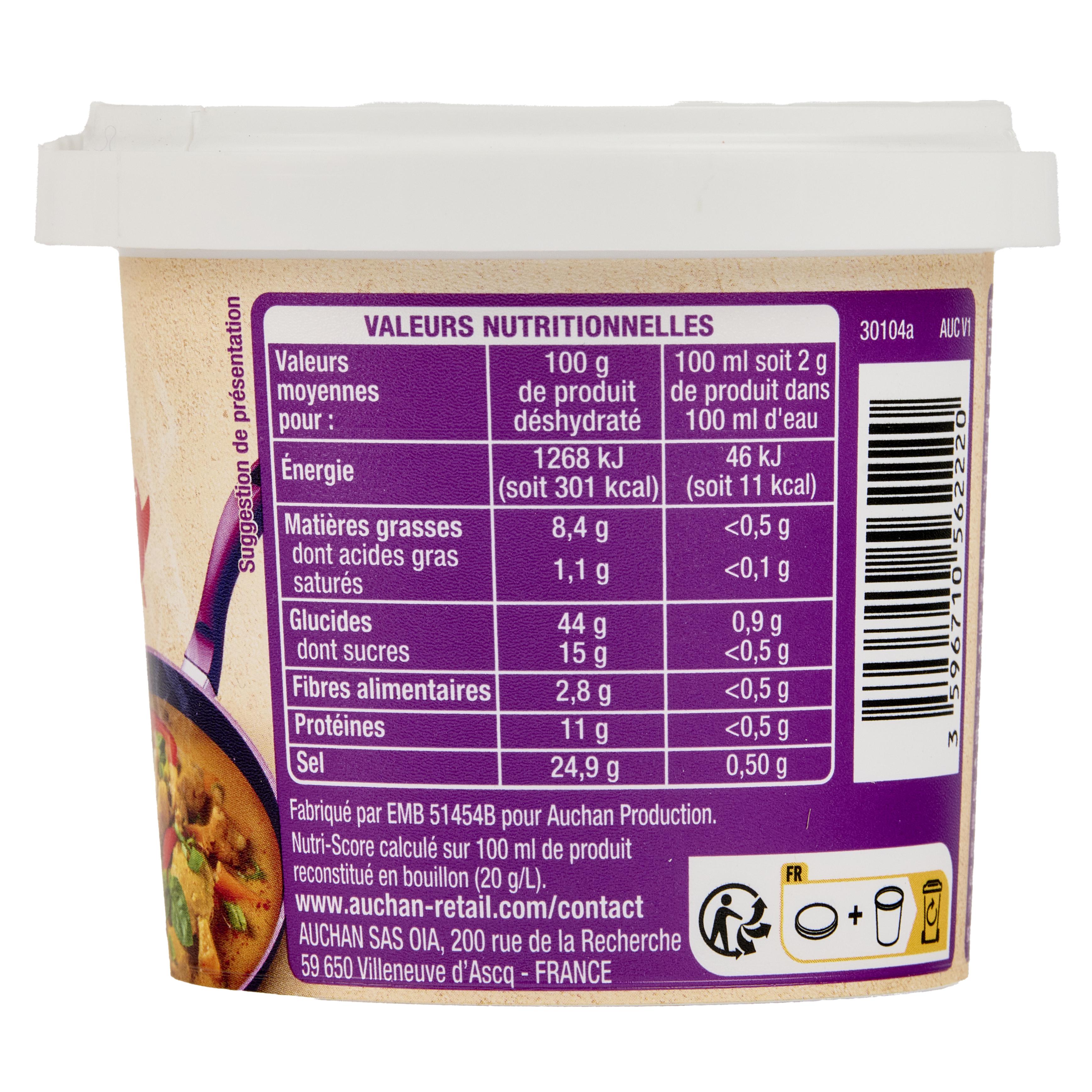 Voir la diapositive 2 : AUCHAN Fond thaï déshydraté 110g