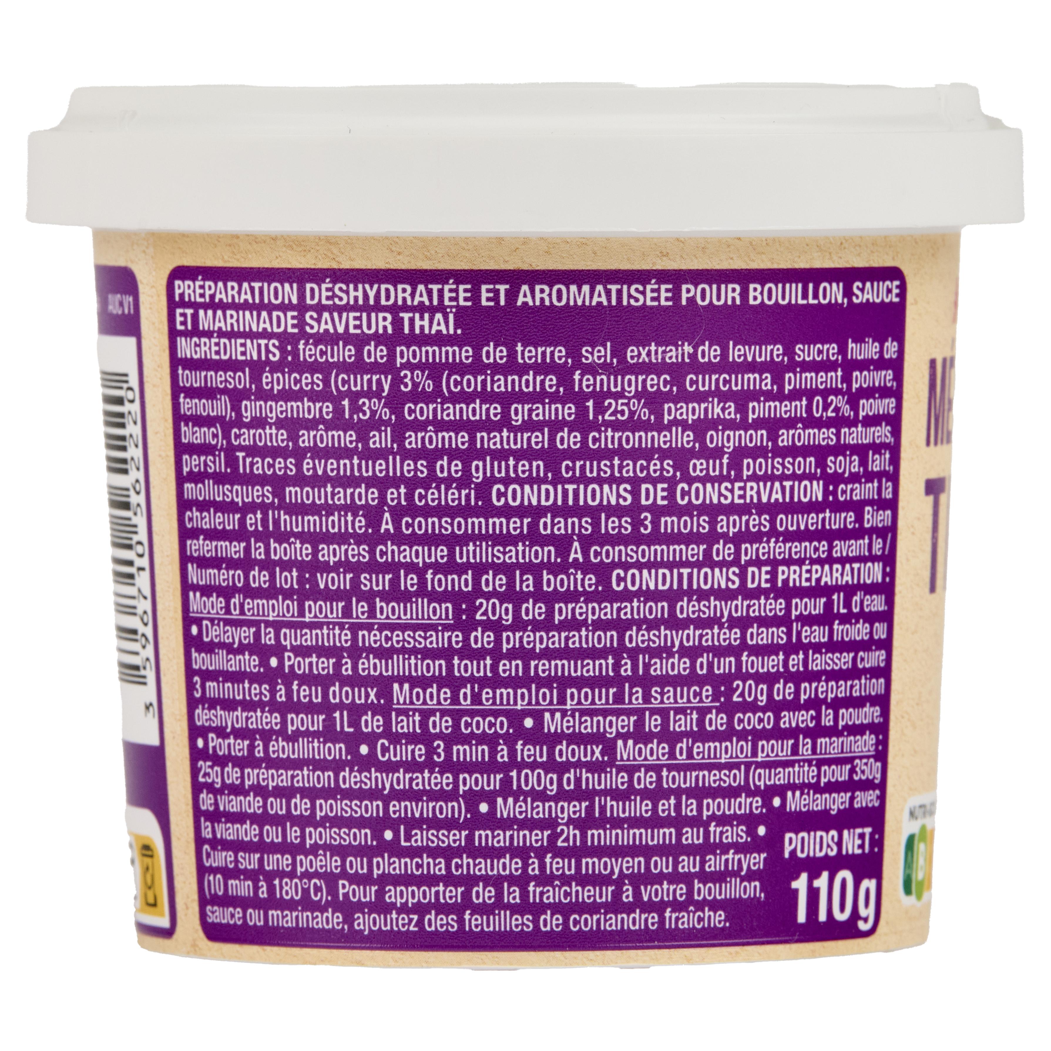 Voir la diapositive 4 : AUCHAN Fond thaï déshydraté 110g