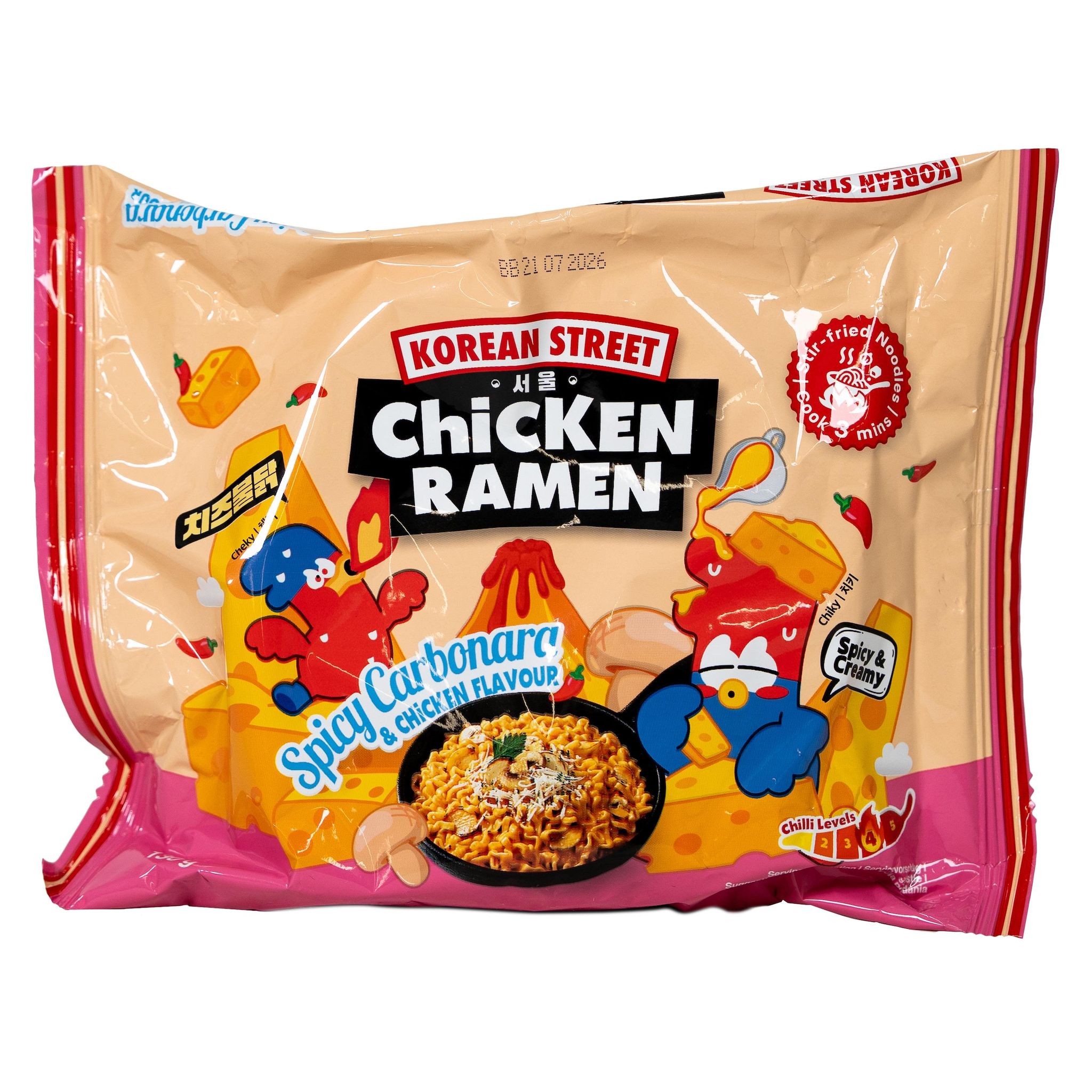 KOREAN STREET MARKET Nouilles ramen carbonara épicée au poulet sachet 130g