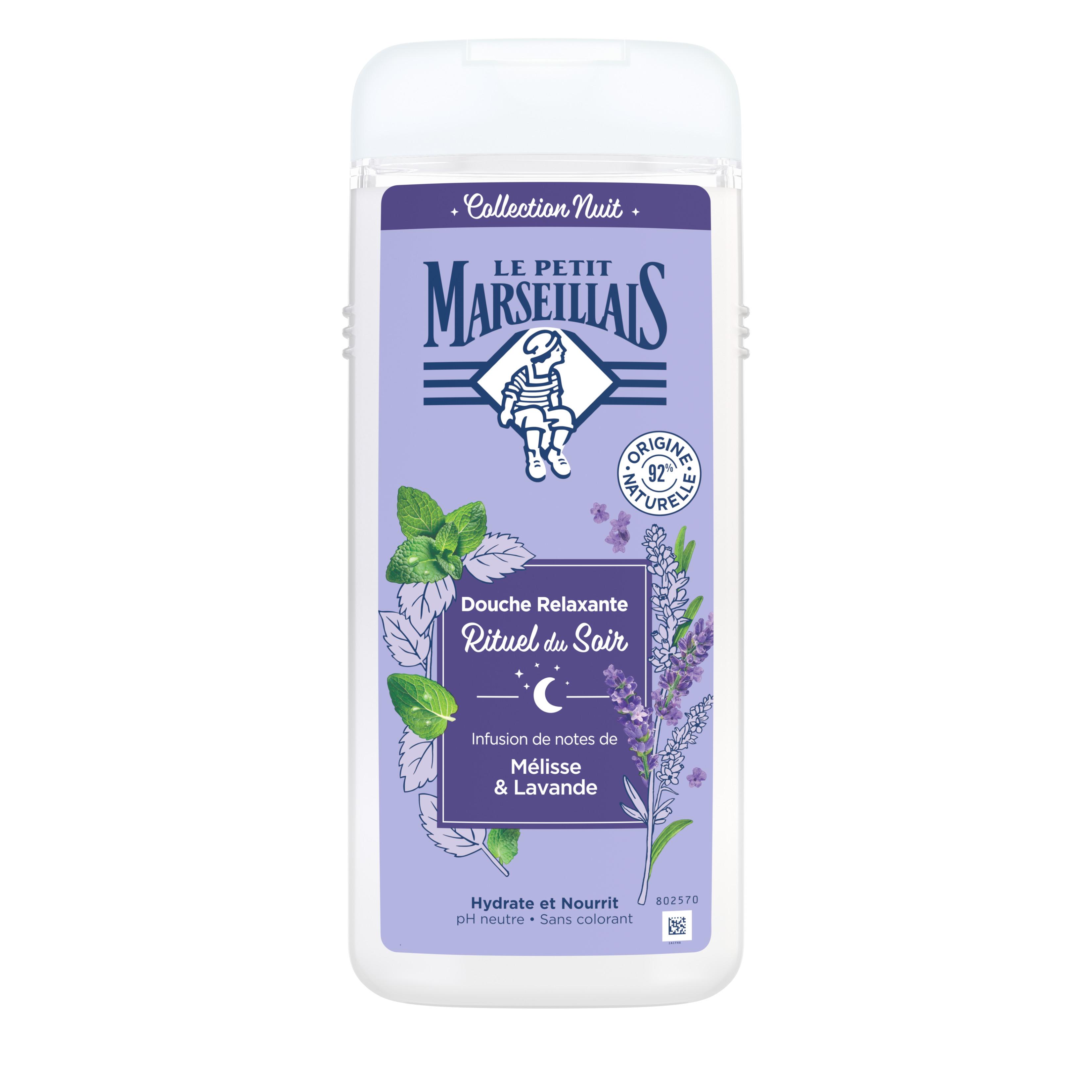 LE PETIT MARSEILLAIS Collection Nuit Gel douche relaxante rituel du soir mélisse et lavande 650ml