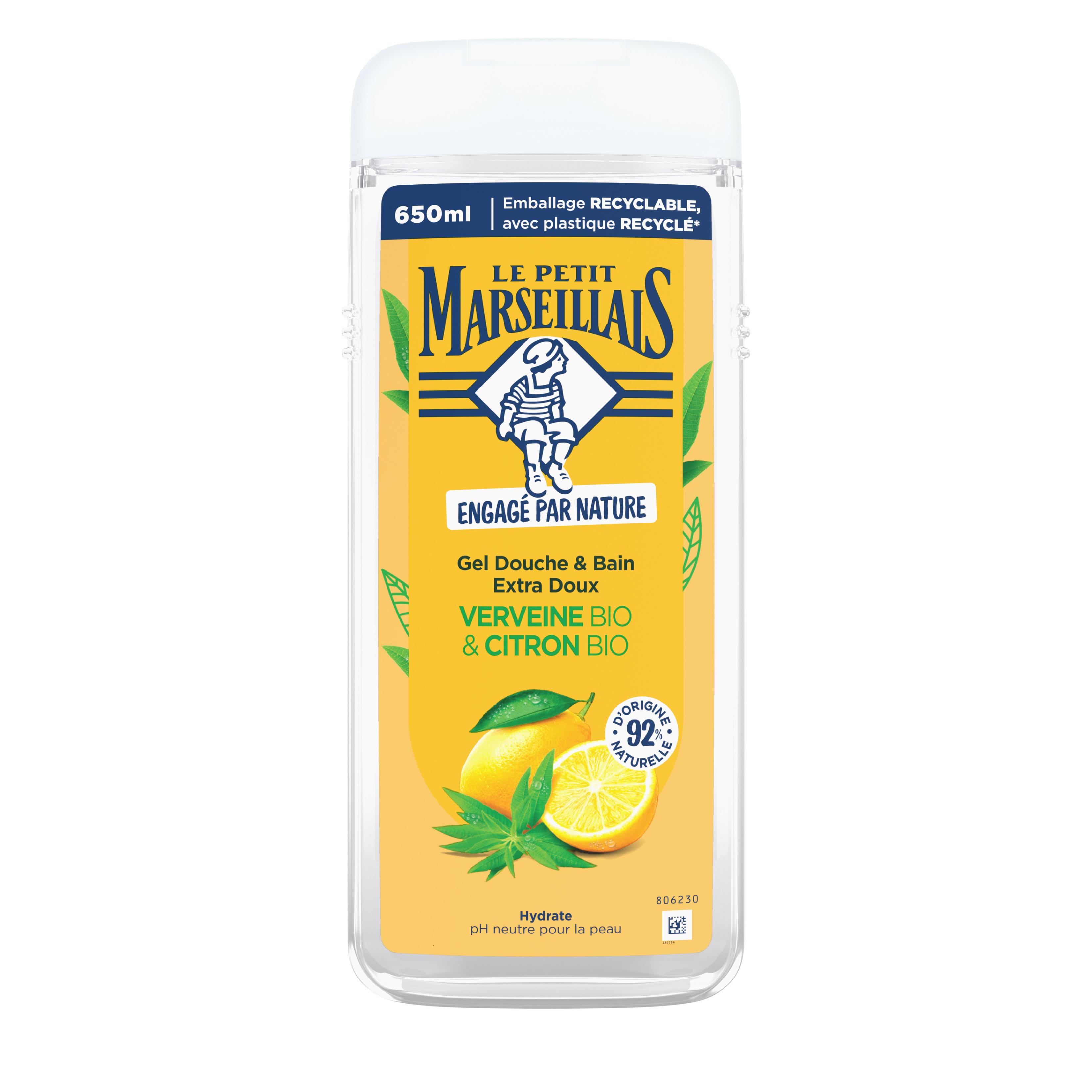 LE PETIT MARSEILLAIS Gel douche et bain verveine bio et citron bio 650ml
